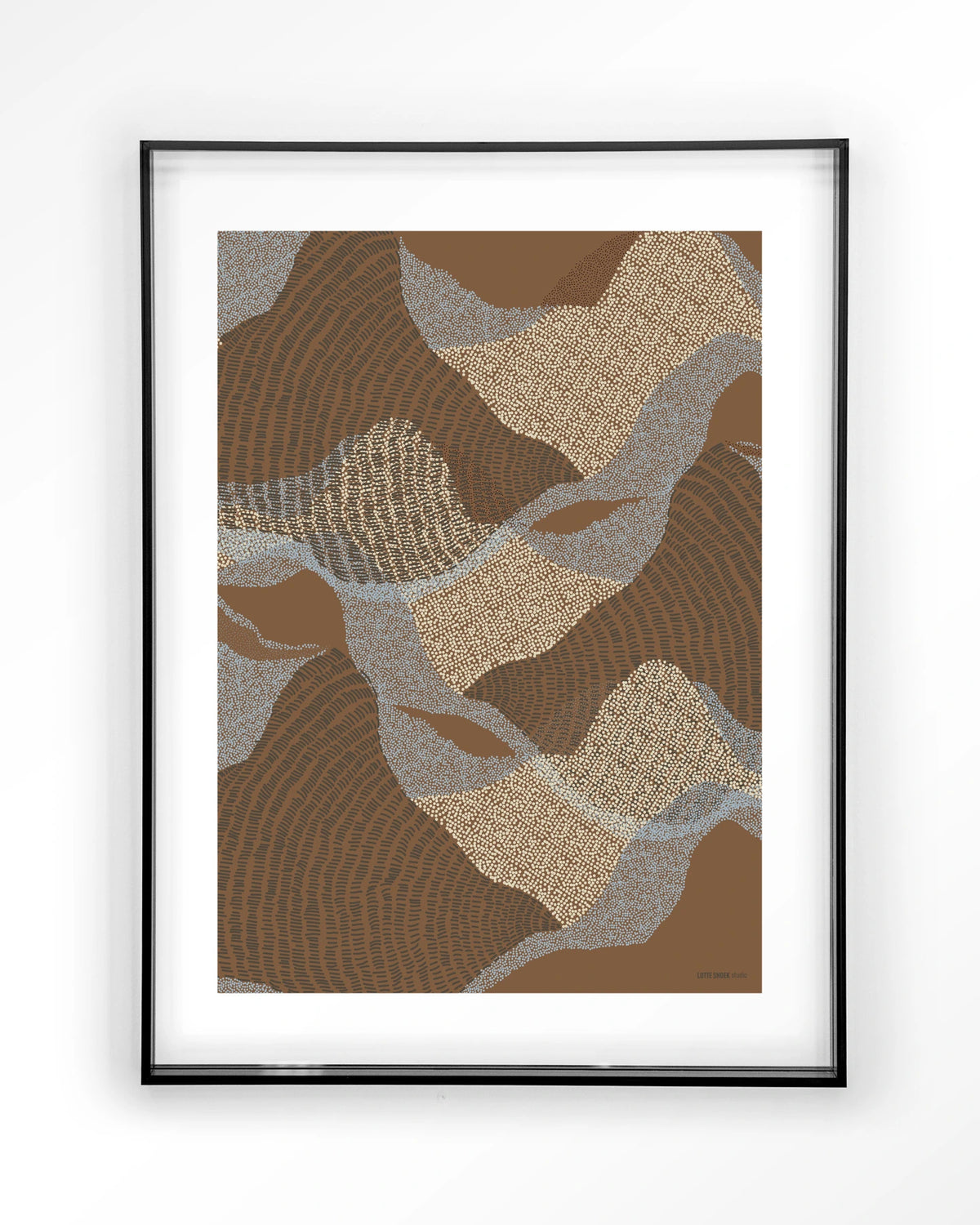 La Ondas 1 – abstract golven in bruin – Art print – Acryl zwart