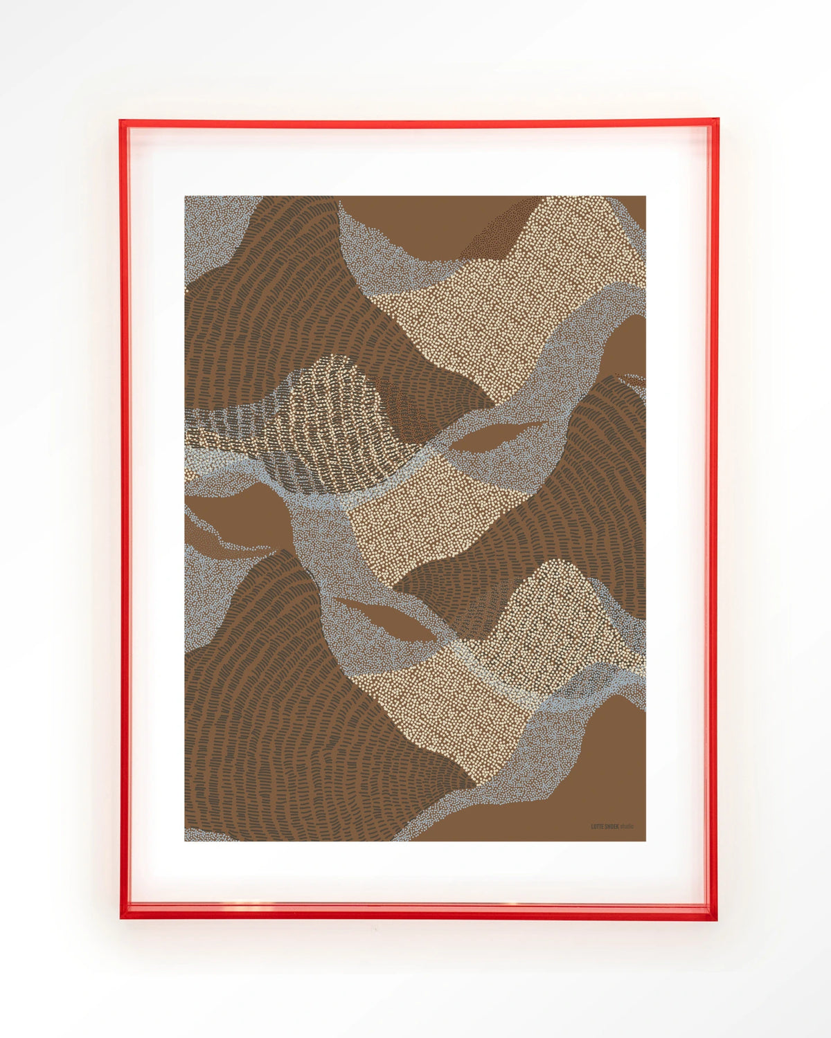 La Ondas 1 – abstract golven in bruin – Art print – Acryl roze