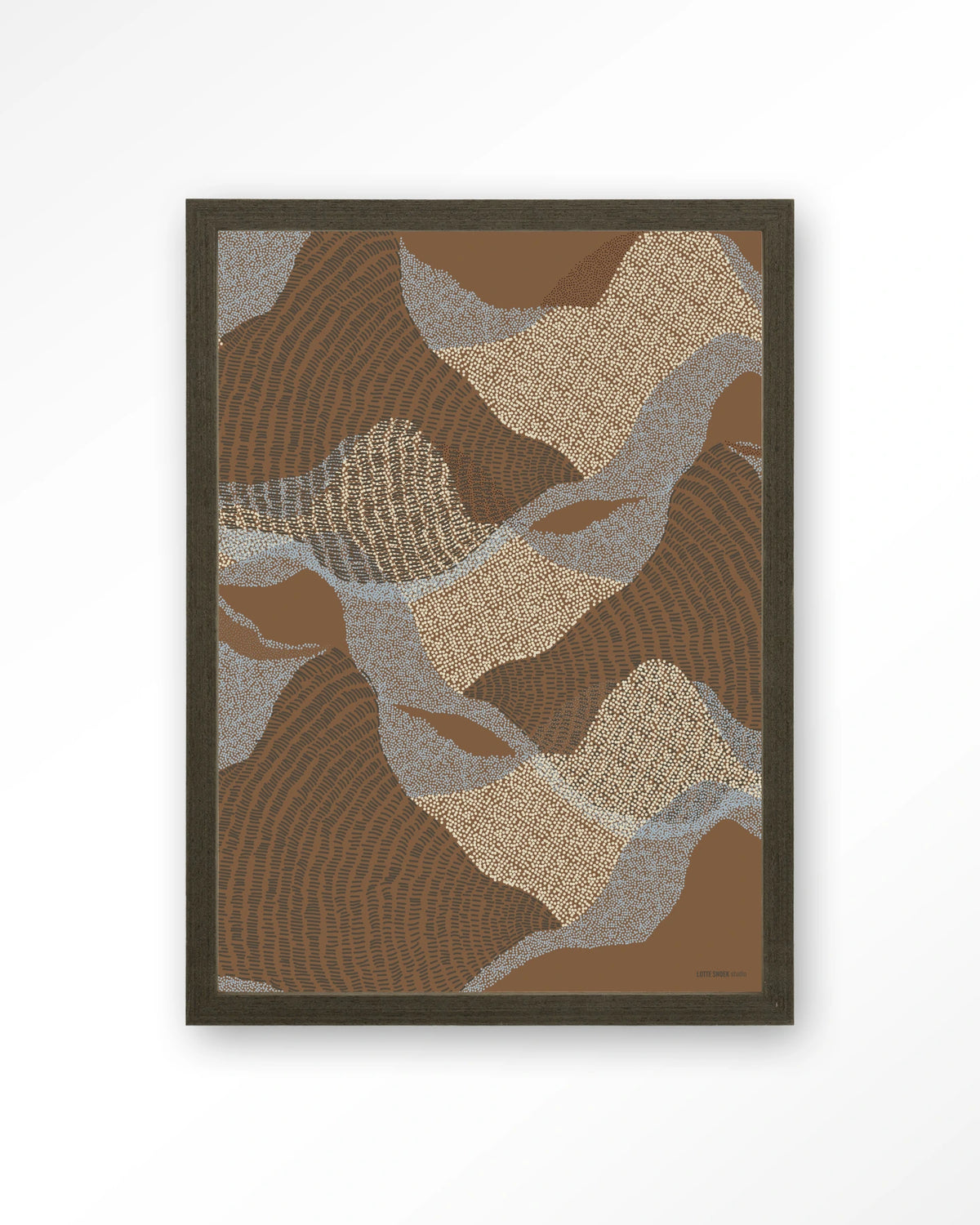 La Ondas 1 – abstract golven in bruin – Art print – Hout donkerbruin