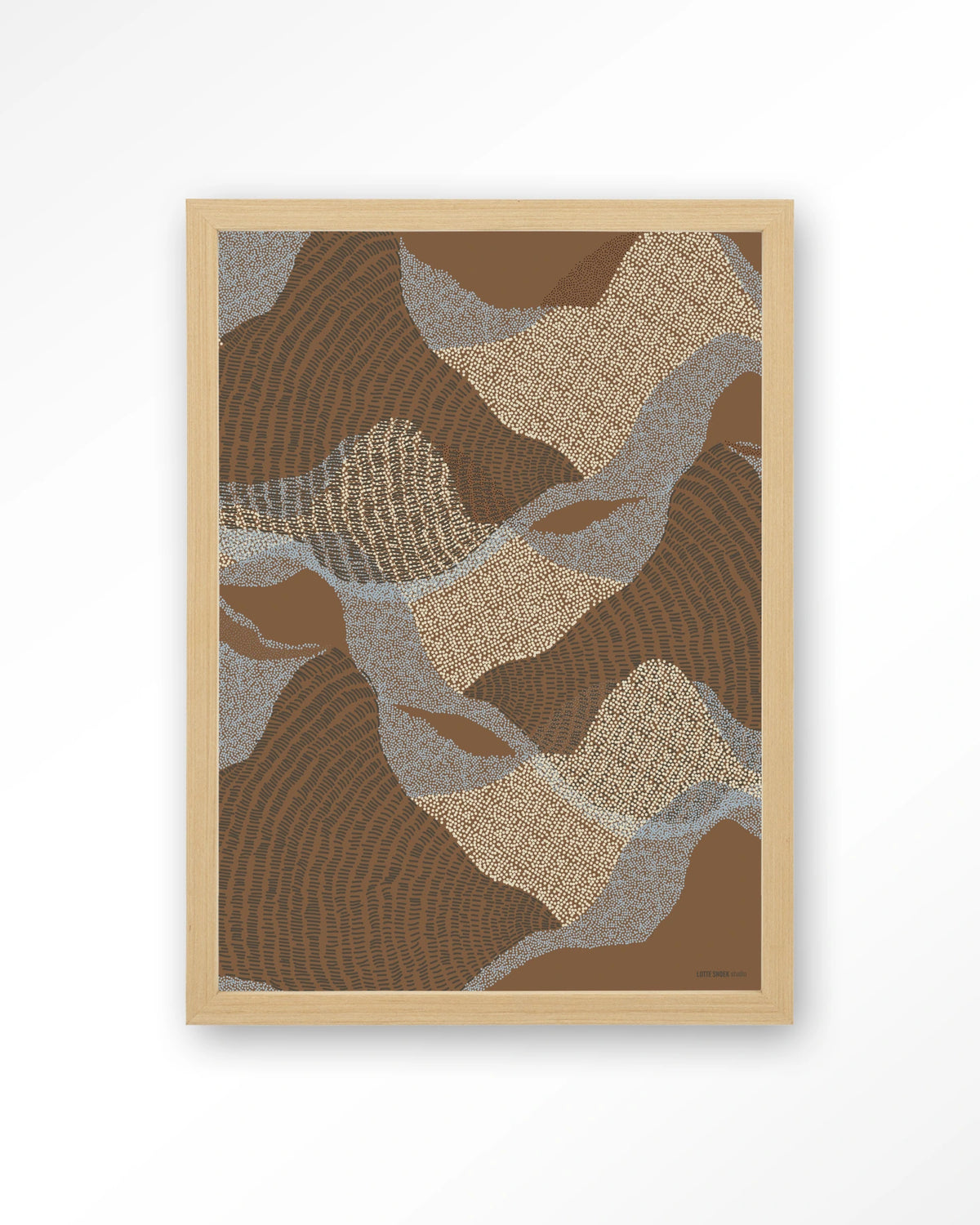 La Ondas 1 – abstract golven in bruin – Art print – Hout naturel