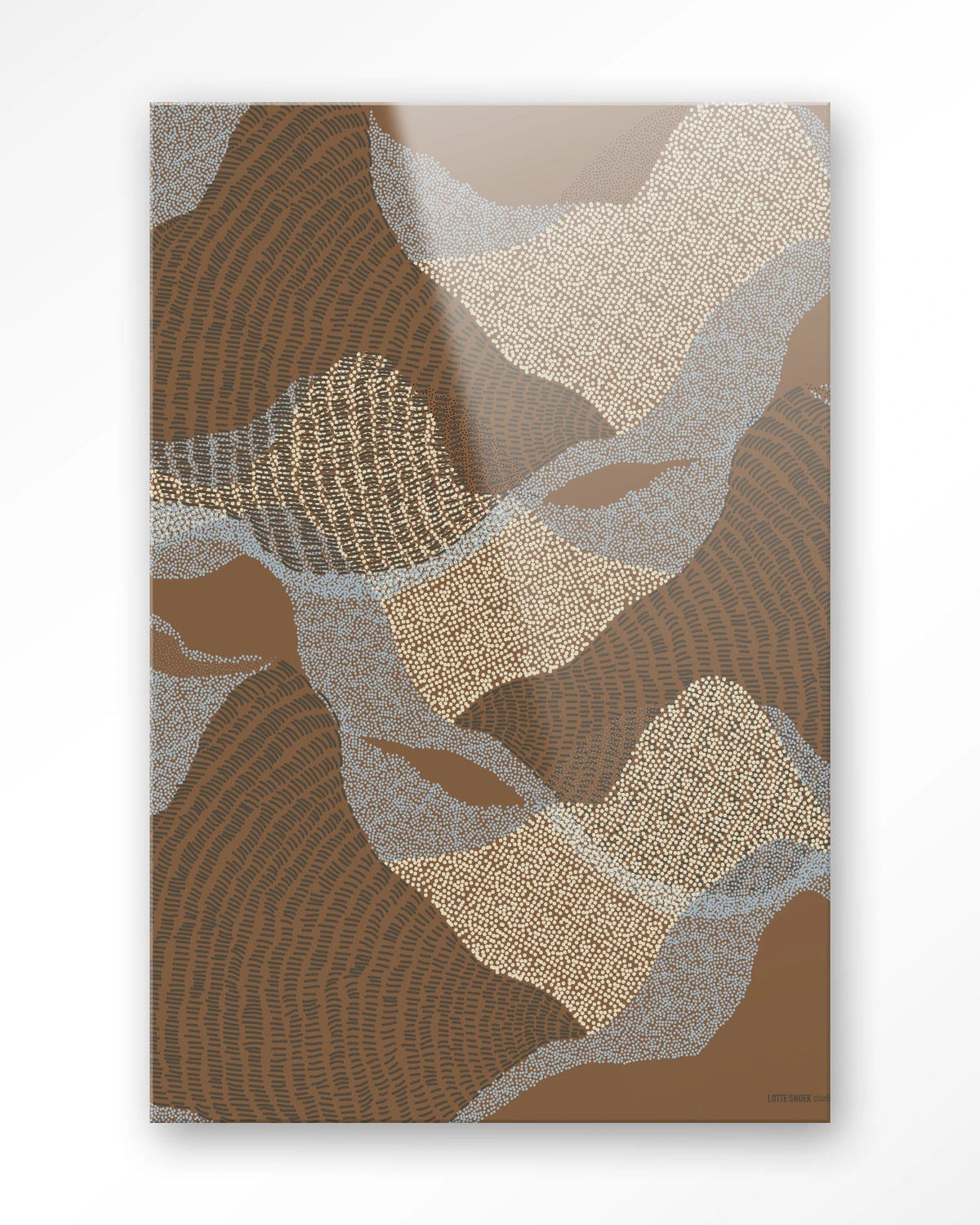 La Ondas 1 – abstract golven in bruin – Glas – Blinde montage