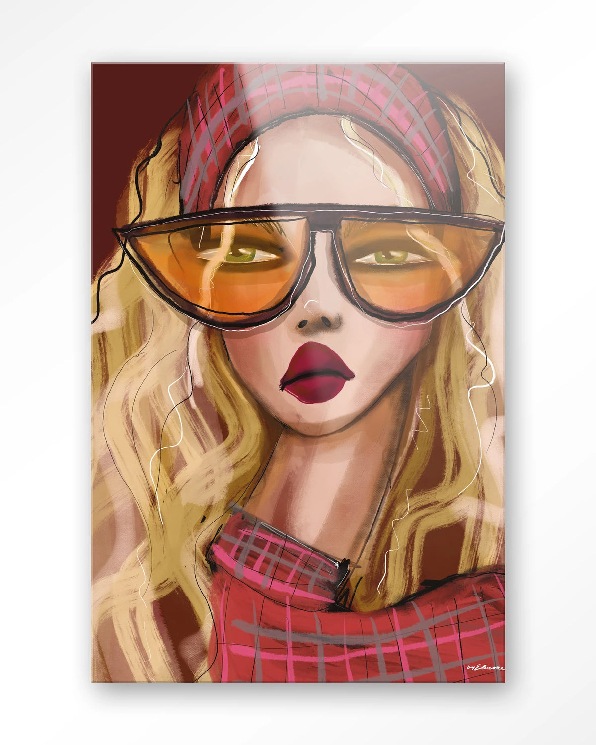 I'm a 90s girl – vrouw met oranje zonnebril – Glas – Blinde montage