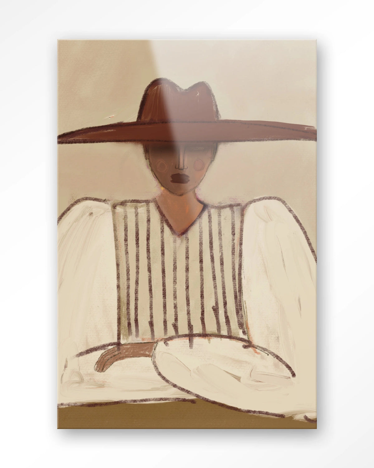 Sunhat – vrouw met grote rode hoed – Glas – Blinde montage