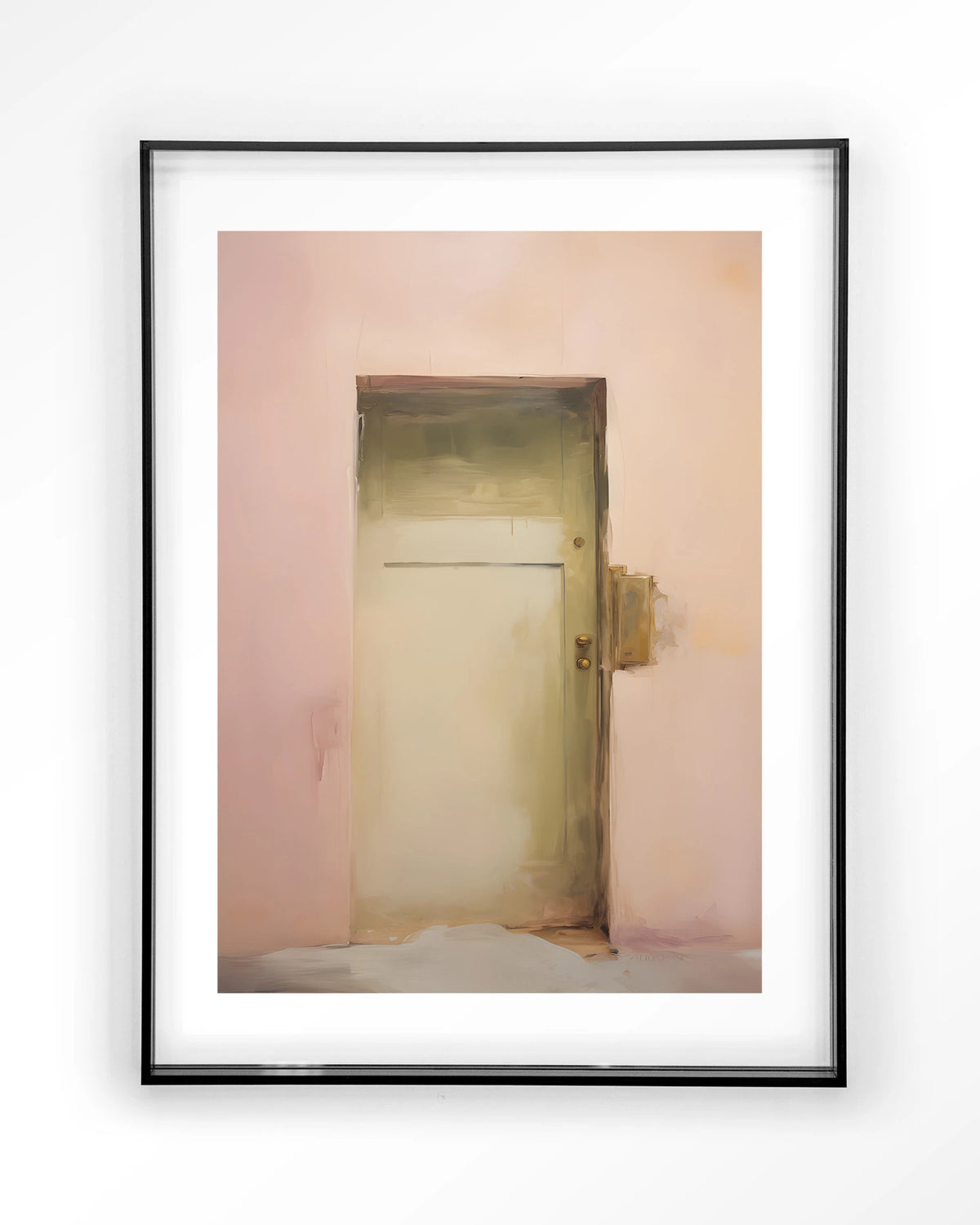 Pink Door – roze muur met deur – Art print – Acryl zwart