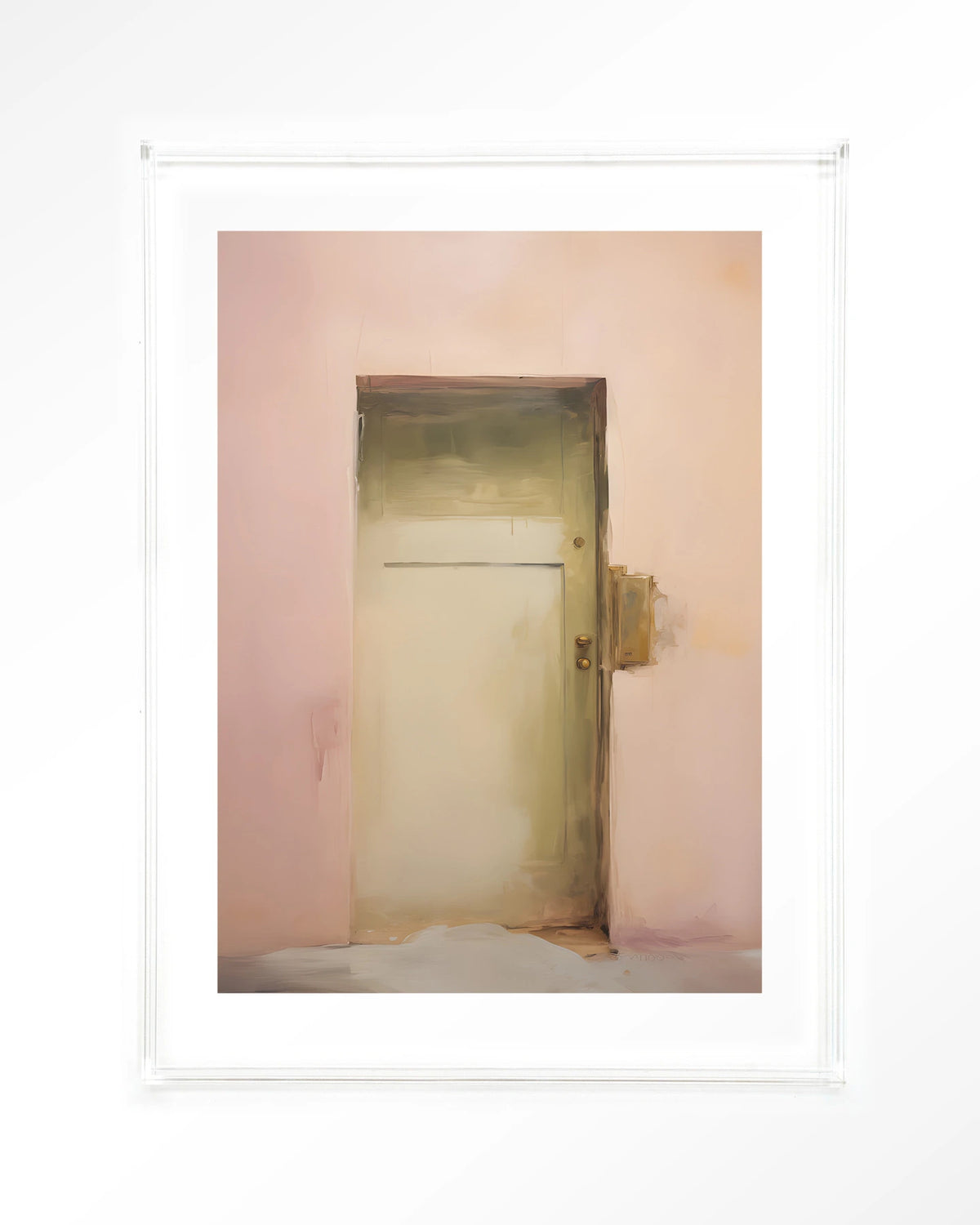 Pink Door – roze muur met deur – Art print – Acryl doorzichtig