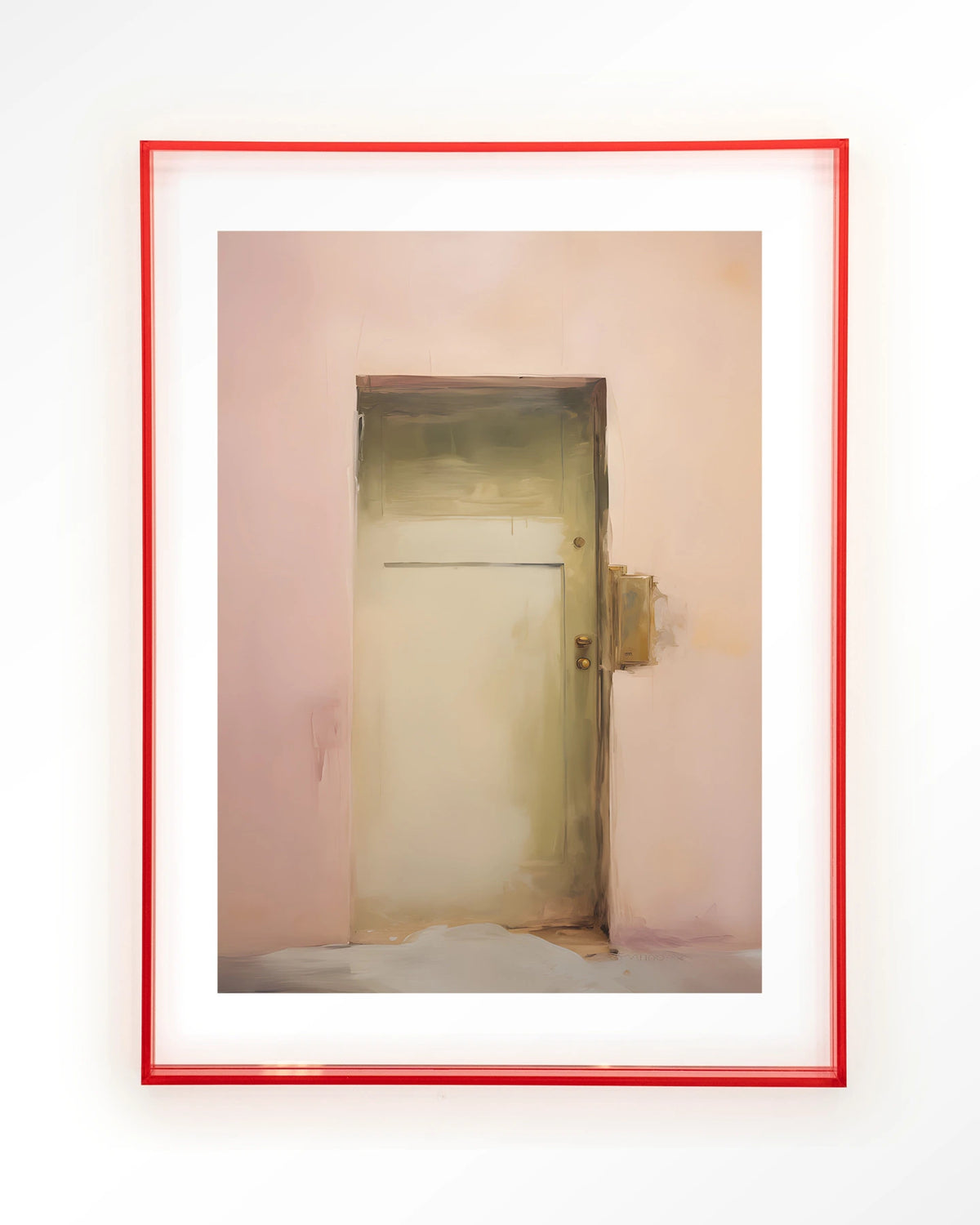 Pink Door – roze muur met deur – Art print – Acryl roze