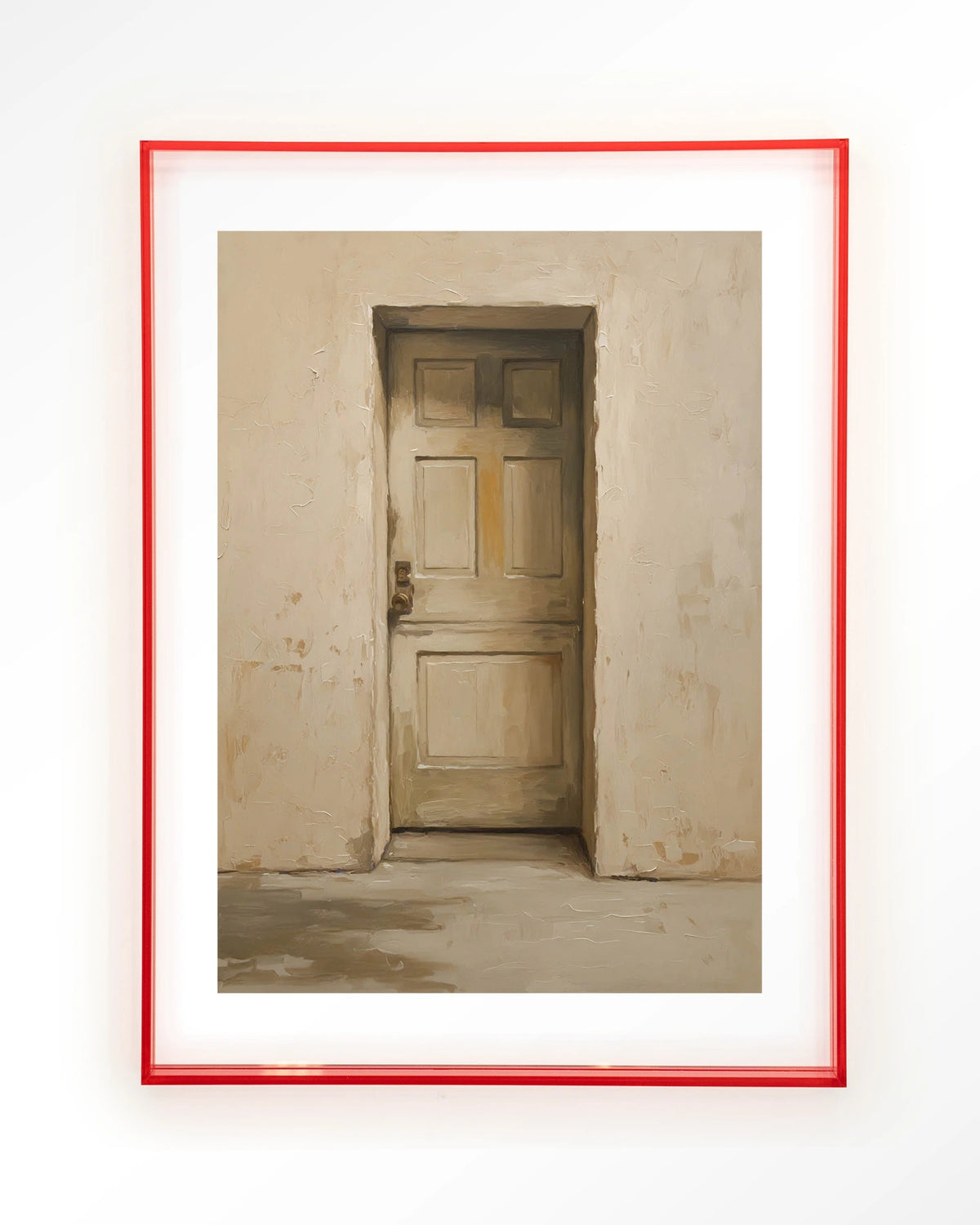 Beige Door – beige deur in muur – Art print – Acryl roze