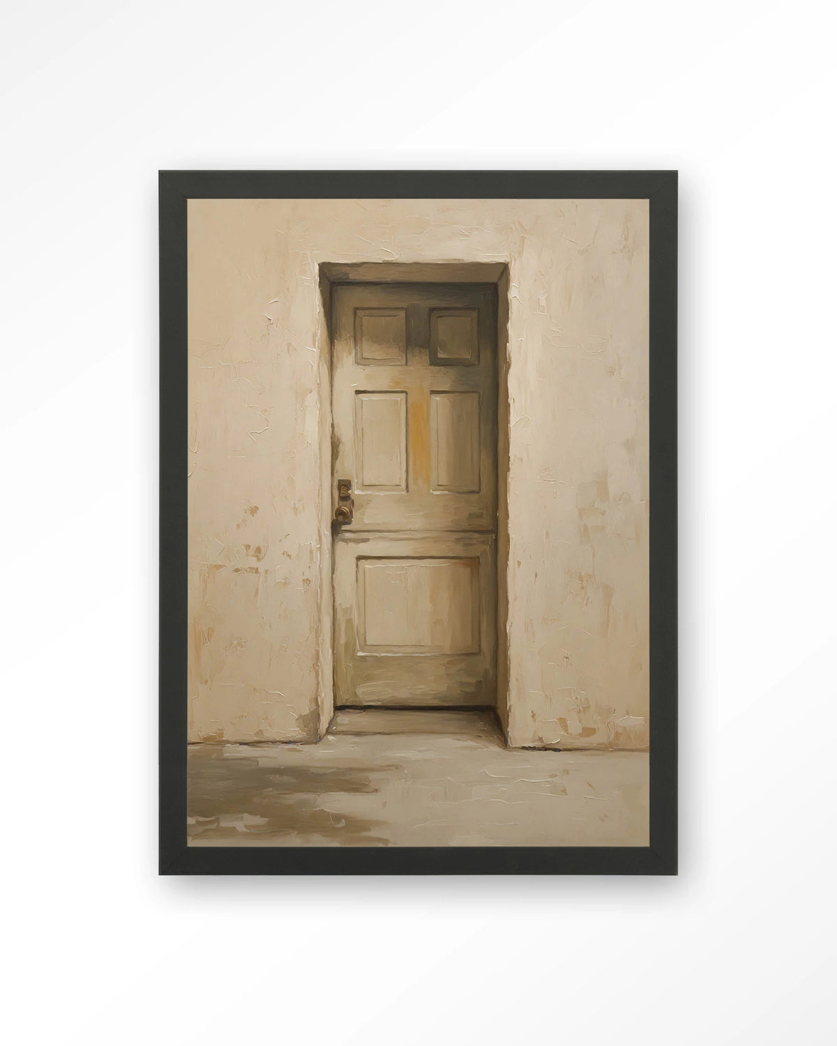 Beige Door – beige deur in muur – Art print – Hout zwart