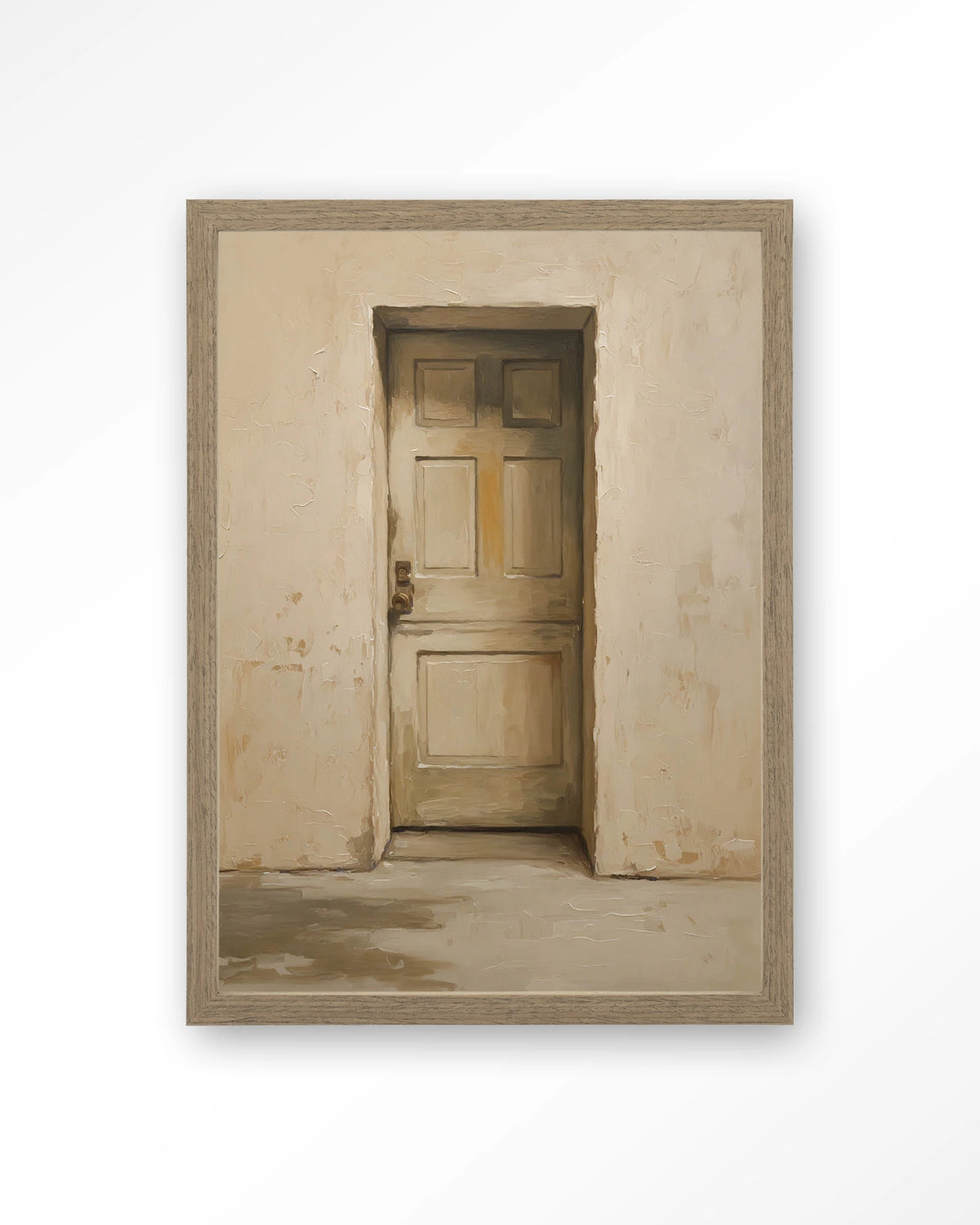 Beige Door – beige deur in muur – Art print – Hout bruin