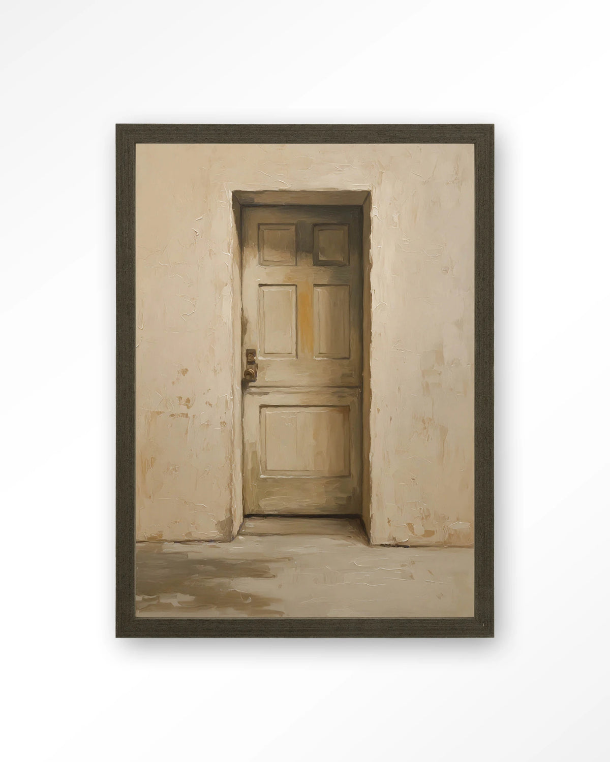 Beige Door – beige deur in muur – Art print – Hout donkerbruin