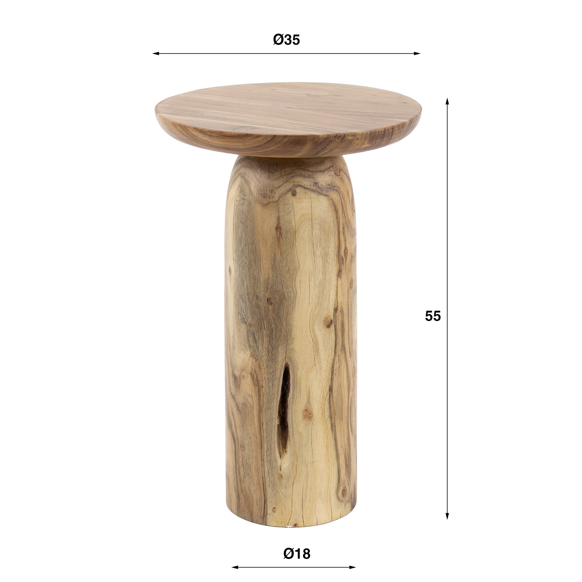 Bijzettafel River Solid 55Cm Hoog Massief Acacia