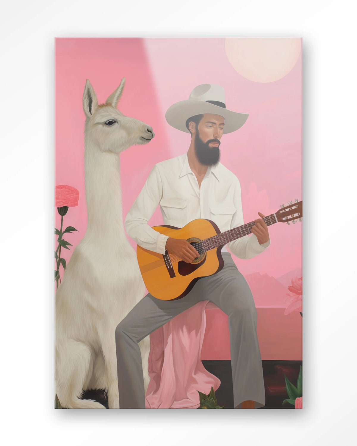 Delilah Lama – man met gitaar en lama – Glas – Blinde montage