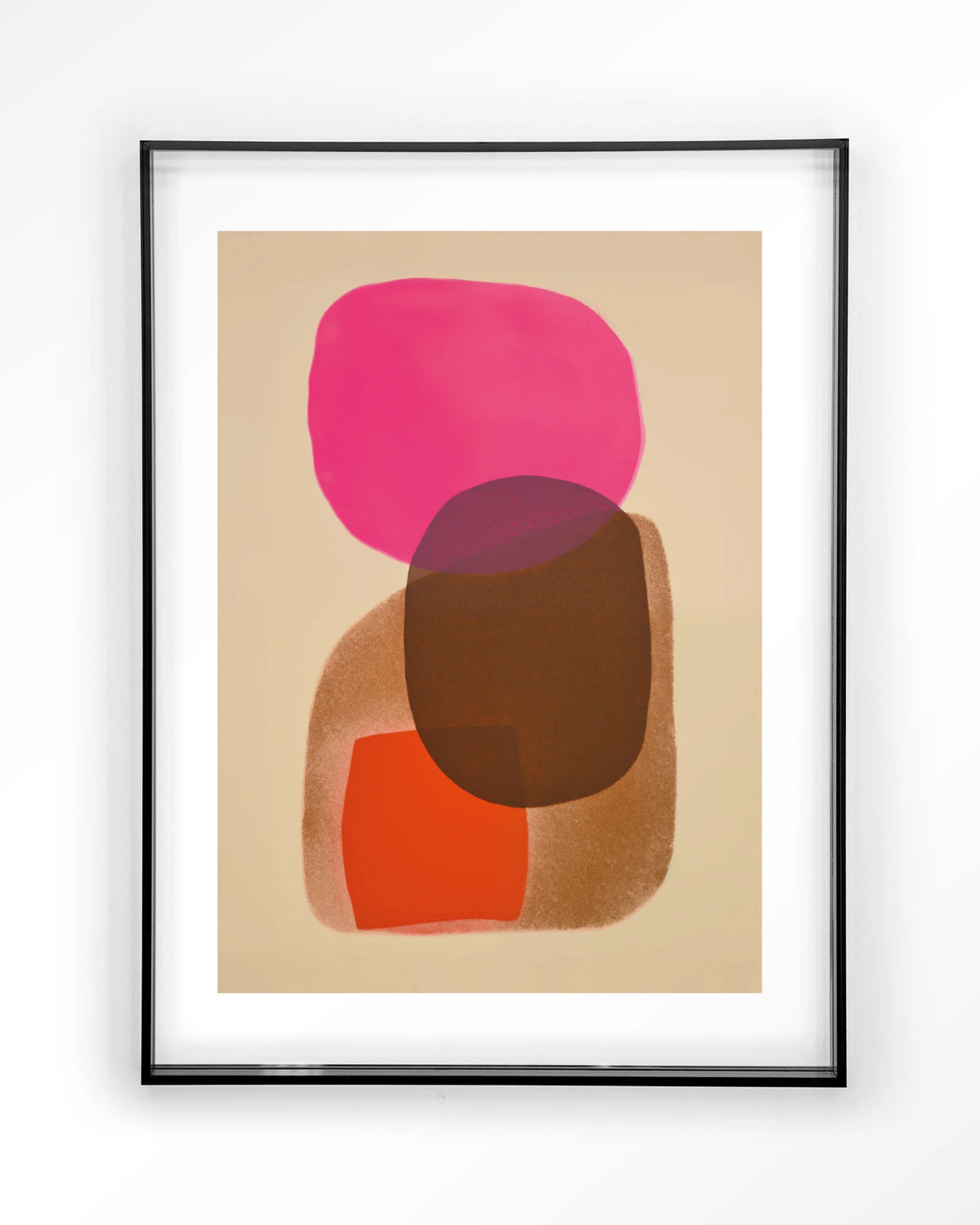 Rosy Echo – abstract in roze en oranje – Art print – Acryl zwart