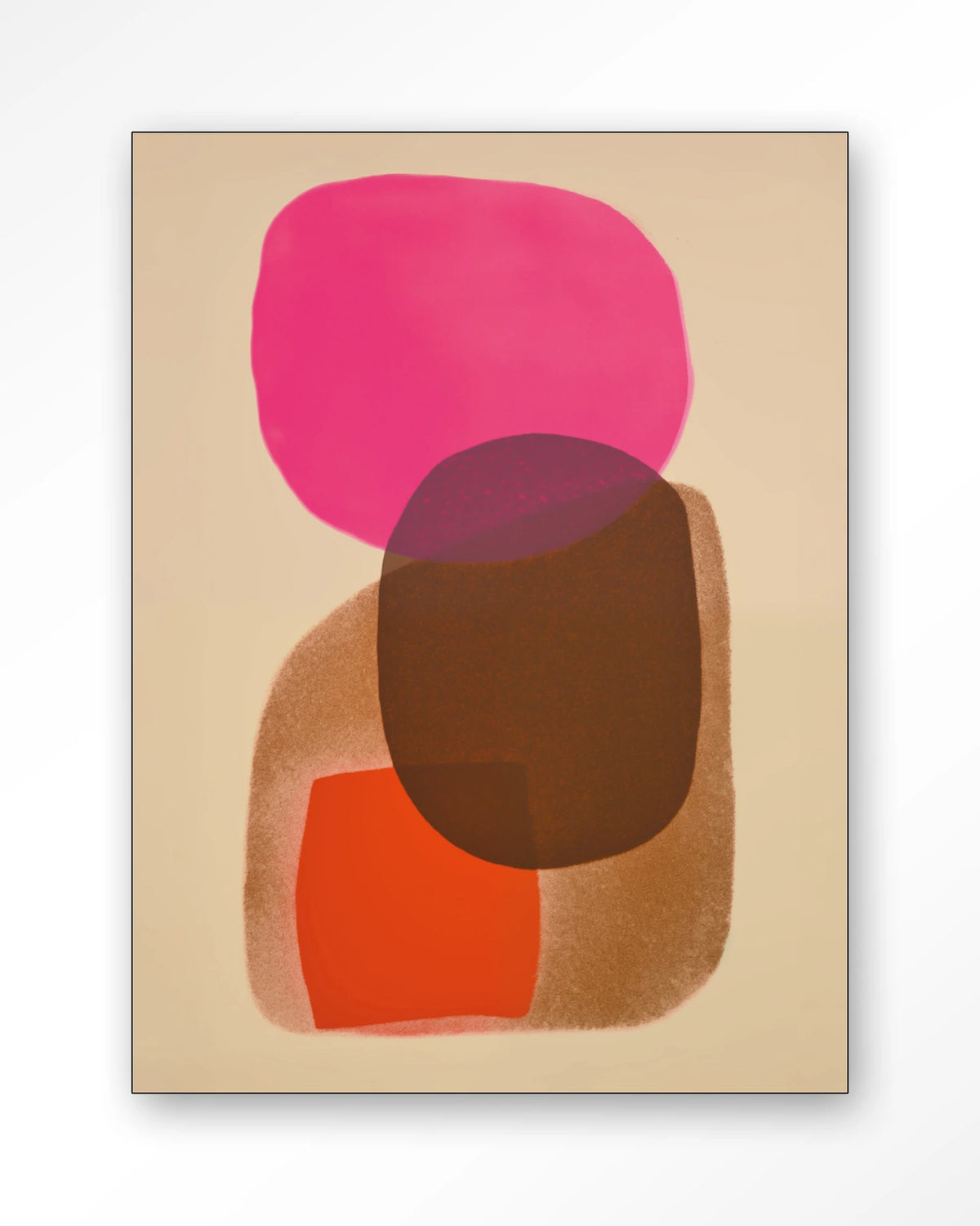 Rosy Echo – abstract in roze en oranje – Wandkleed – Frame – zwart