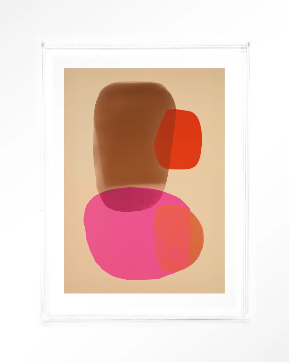 Soft Collusion – abstract in roze en oranje – Art print – Acryl doorzichtig