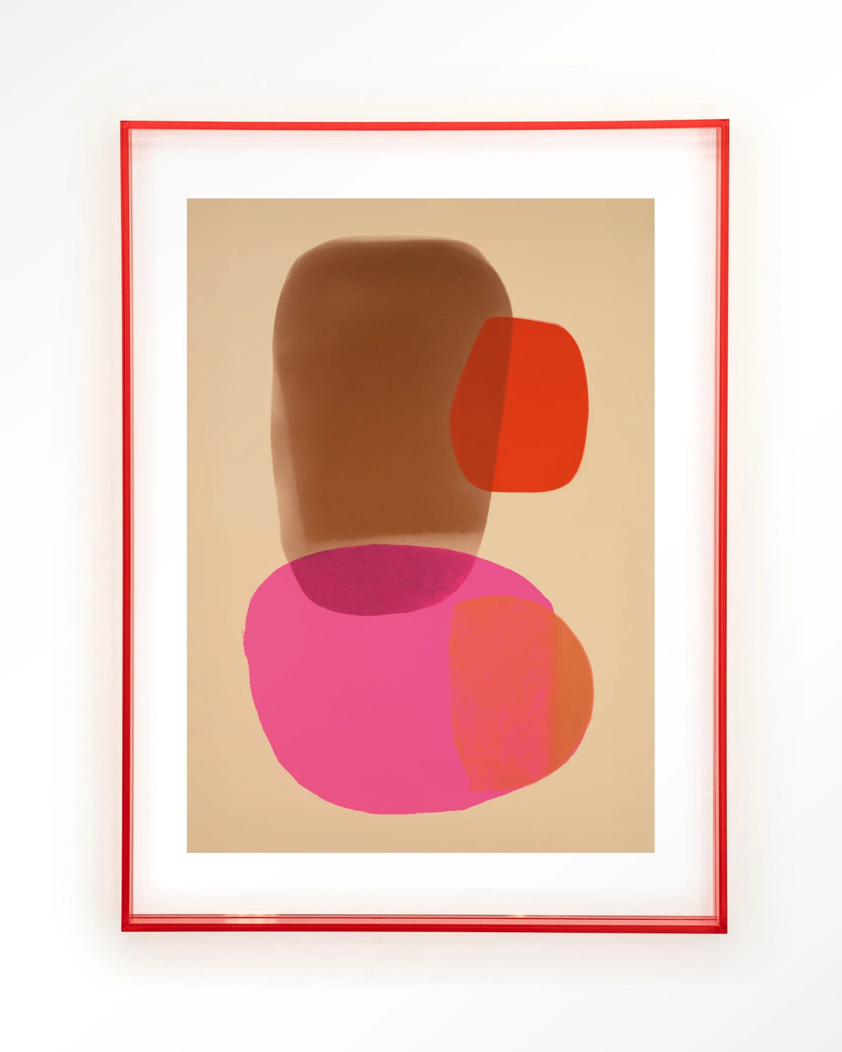 Soft Collusion – abstract in roze en oranje – Art print – Acryl roze
