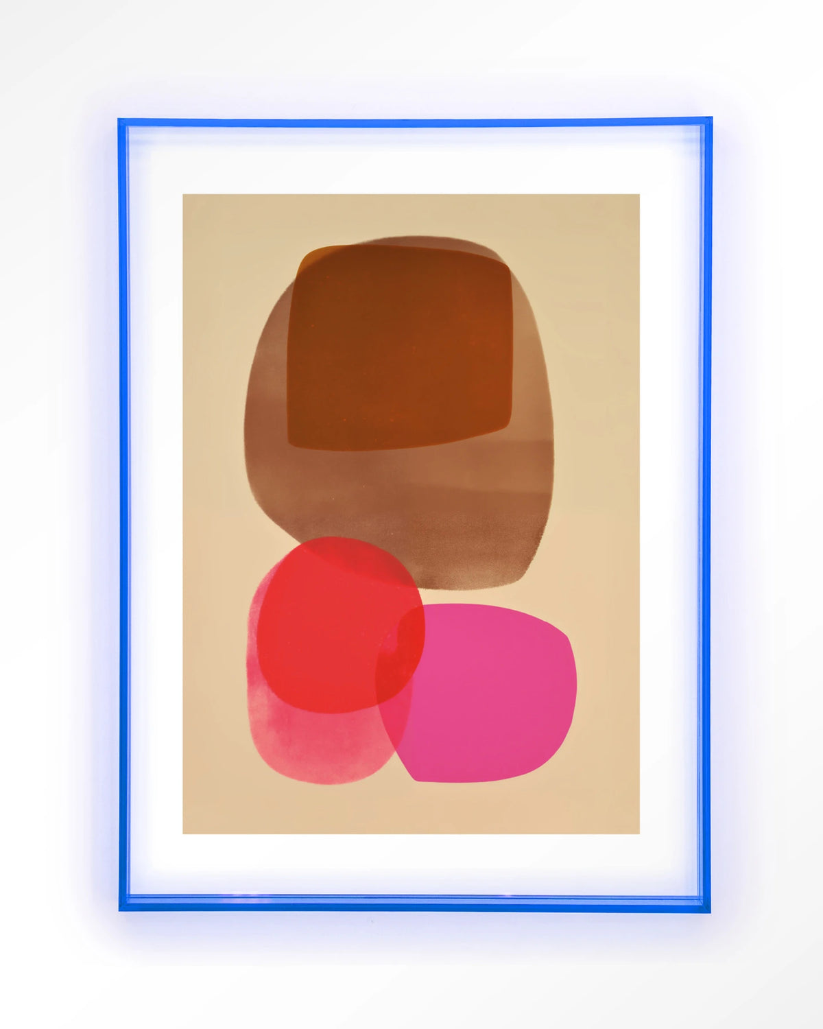 Warm Haze – abstract in roze en bruin – Art print – Acryl lichtblauw