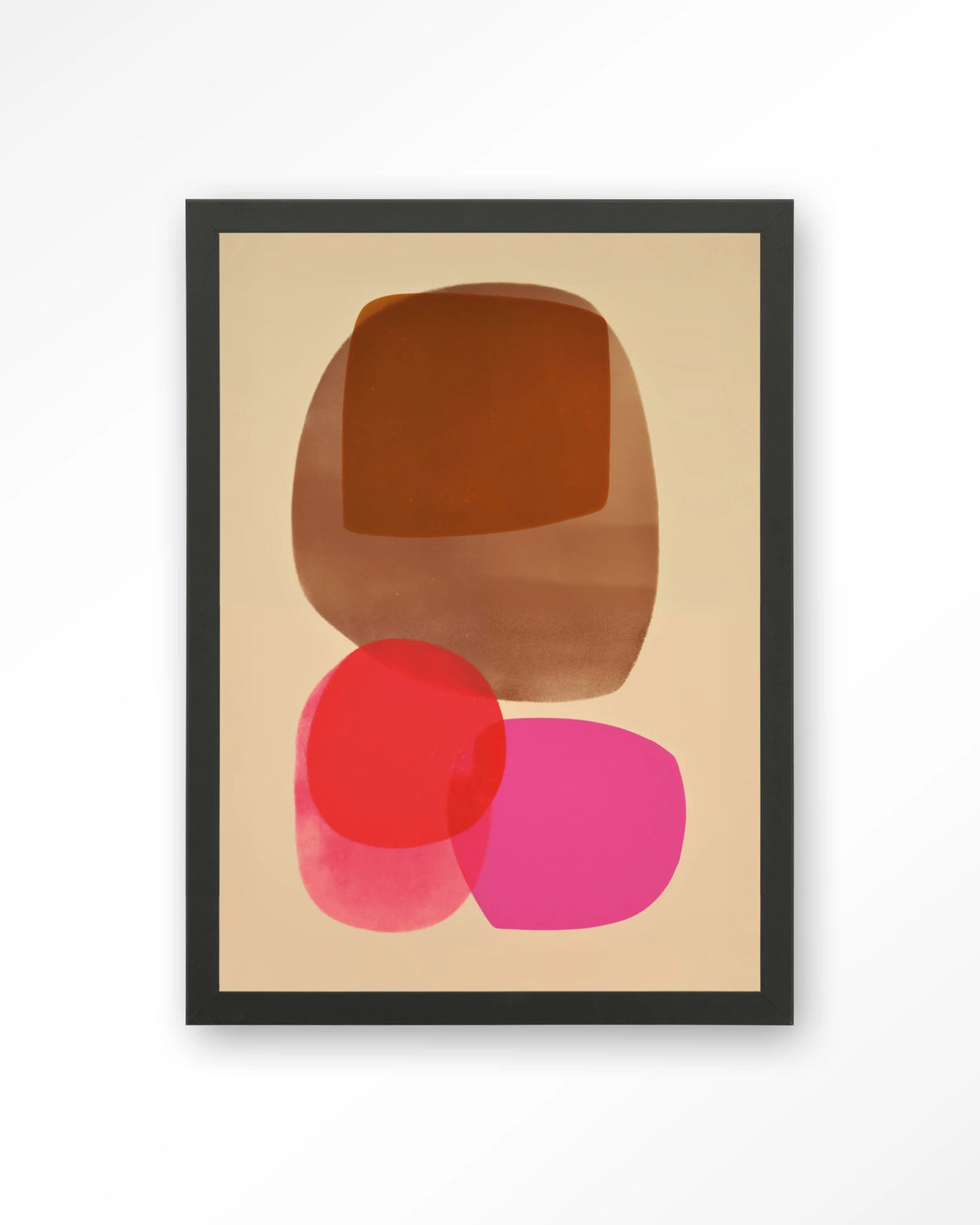 Warm Haze – abstract in roze en bruin – Art print – Hout zwart