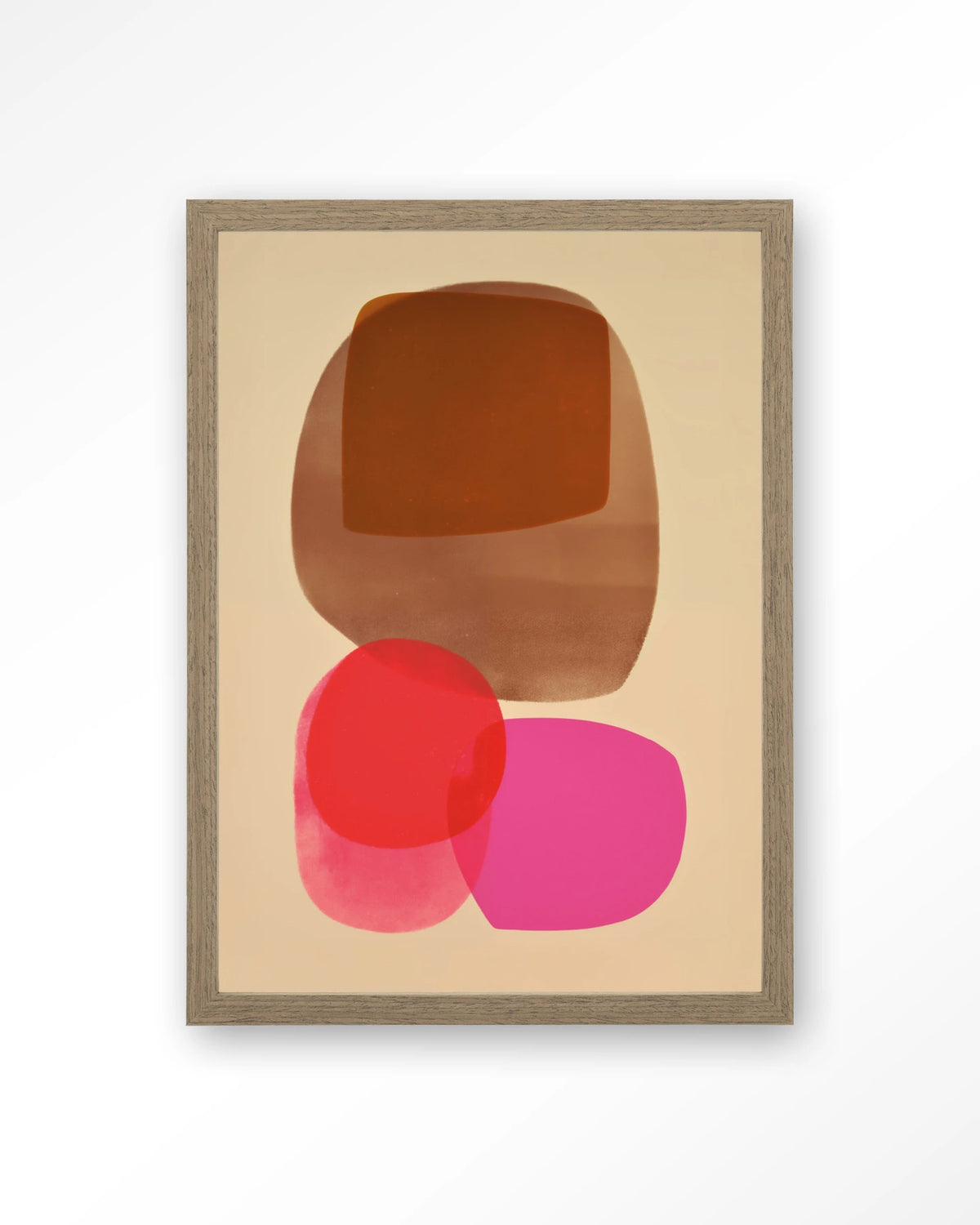 Warm Haze – abstract in roze en bruin – Art print – Hout bruin