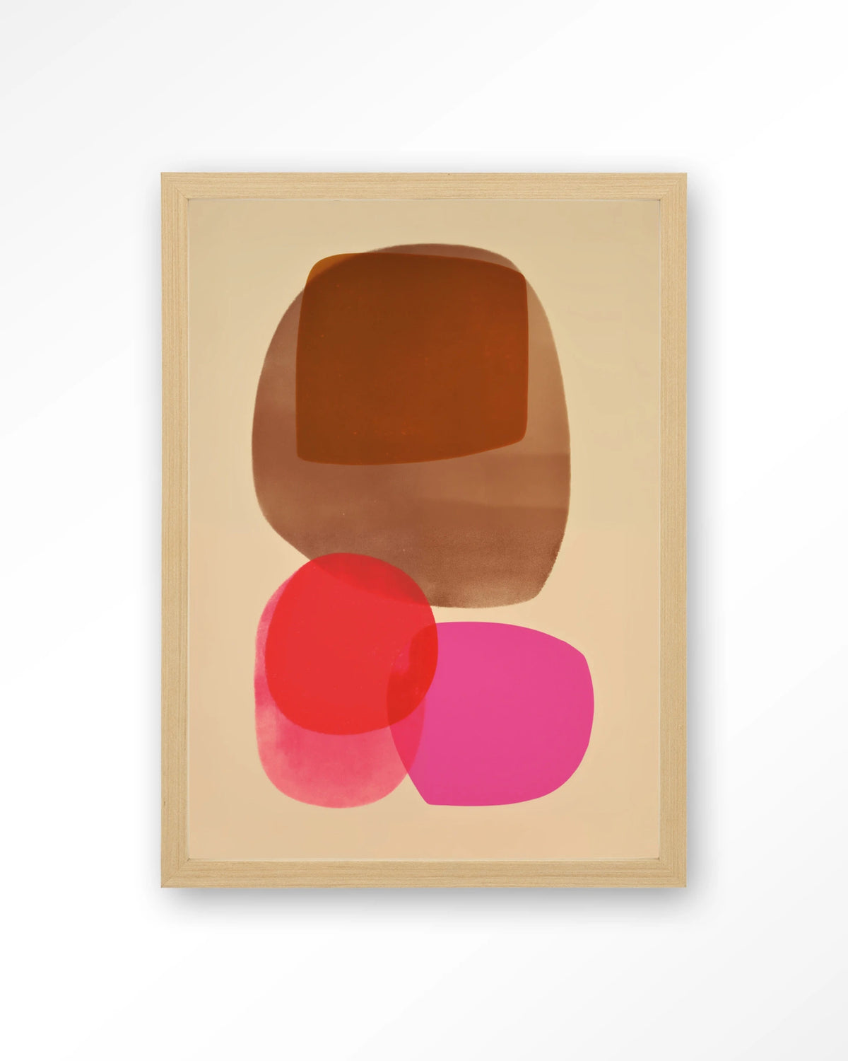 Warm Haze – abstract in roze en bruin – Art print – Hout naturel