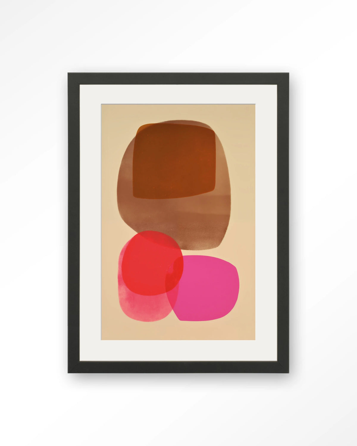 Warm Haze – abstract in roze en bruin – Art print – Hout zwart + passe-partout