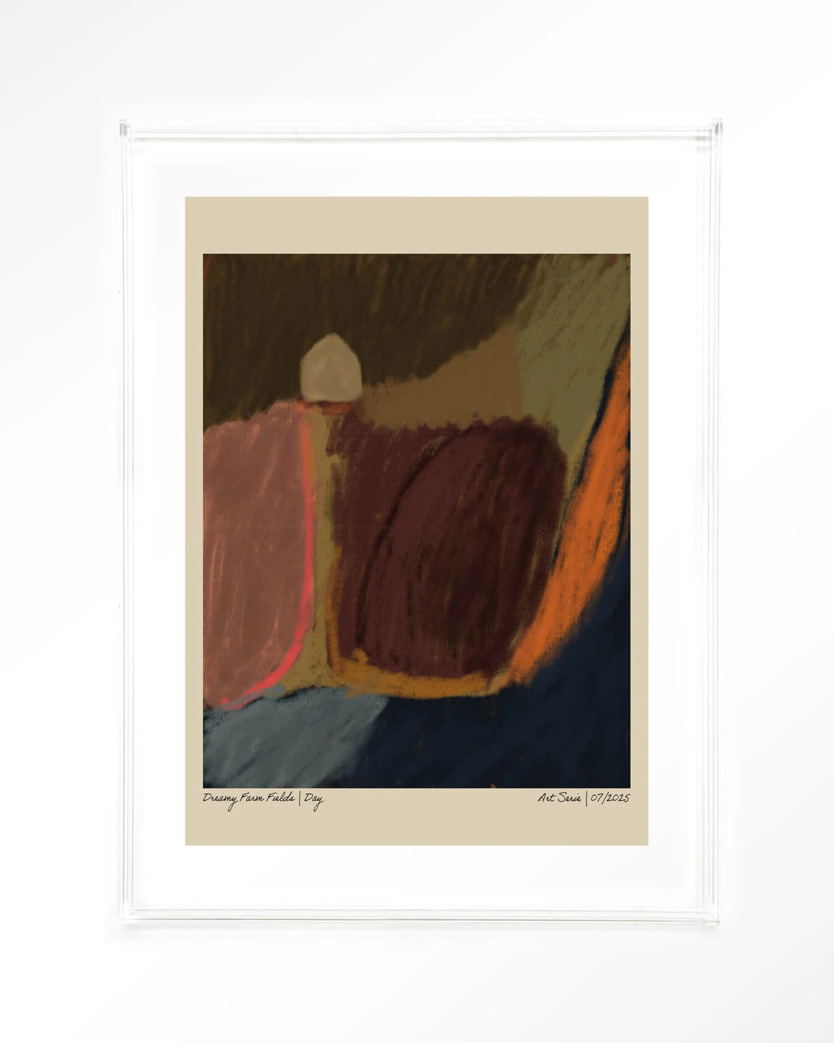 Dreamy Farmfield By Night – abstract landschap in aardetinten – Art print – Acryl doorzichtig