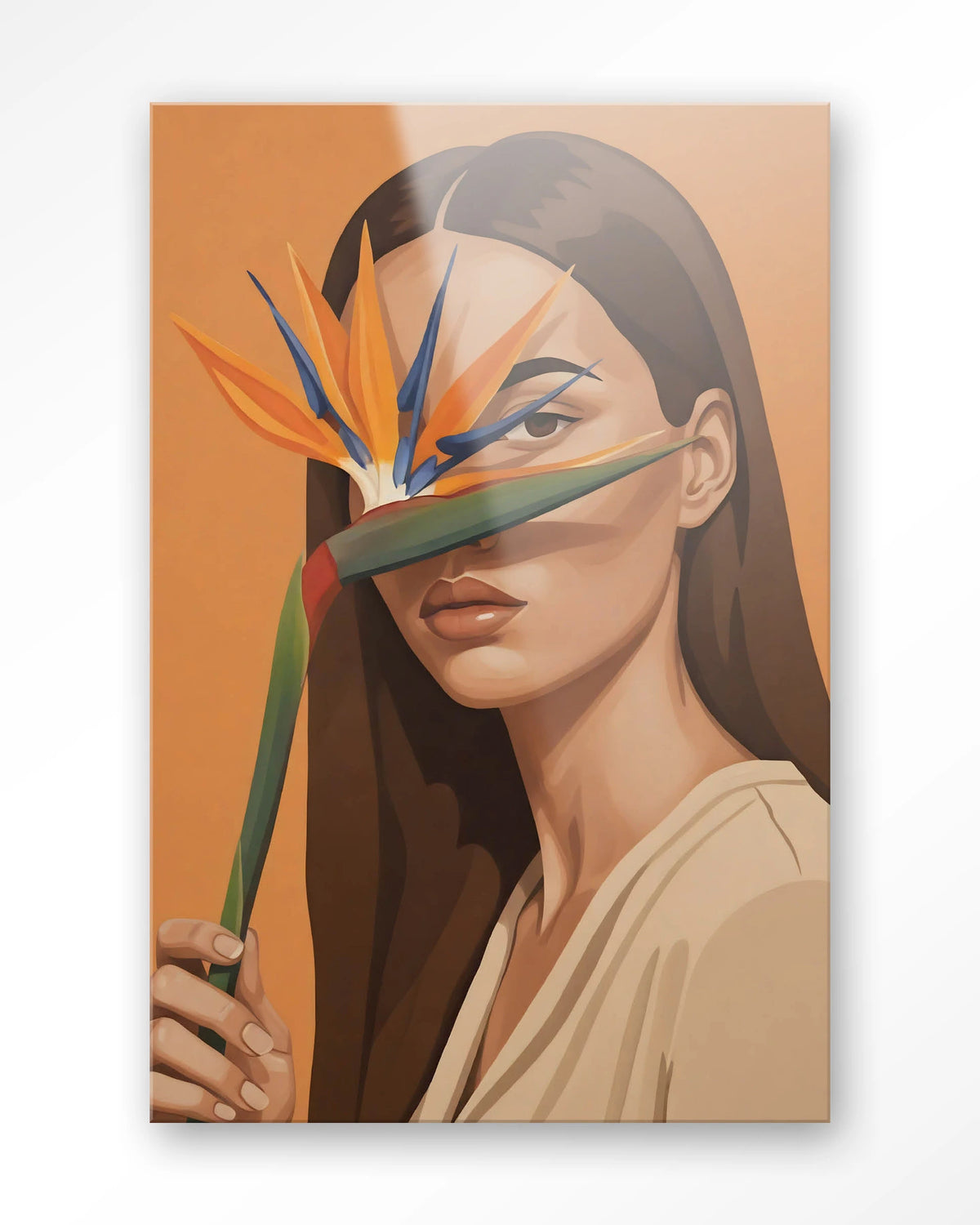 Girl Of Paradise – vrouw met paradijsvogelbloem – Glas – Blinde montage