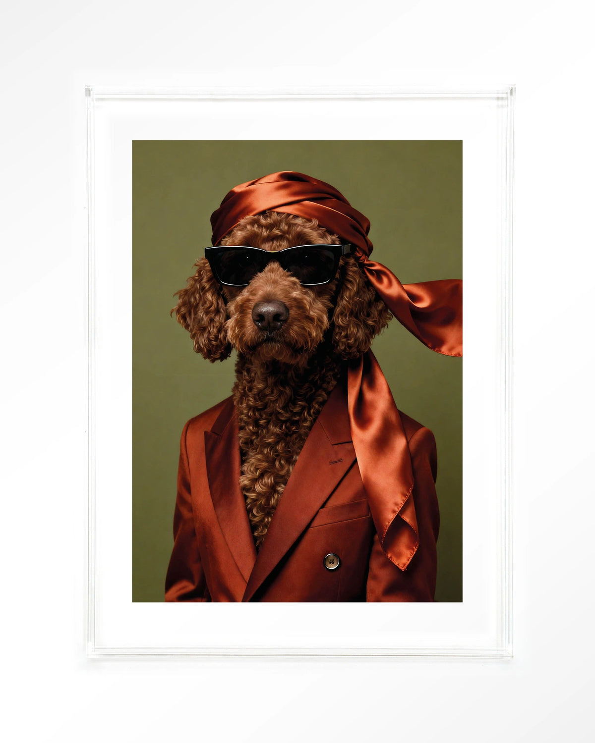 Guus – hond met zonnebril – Art print – Acryl doorzichtig