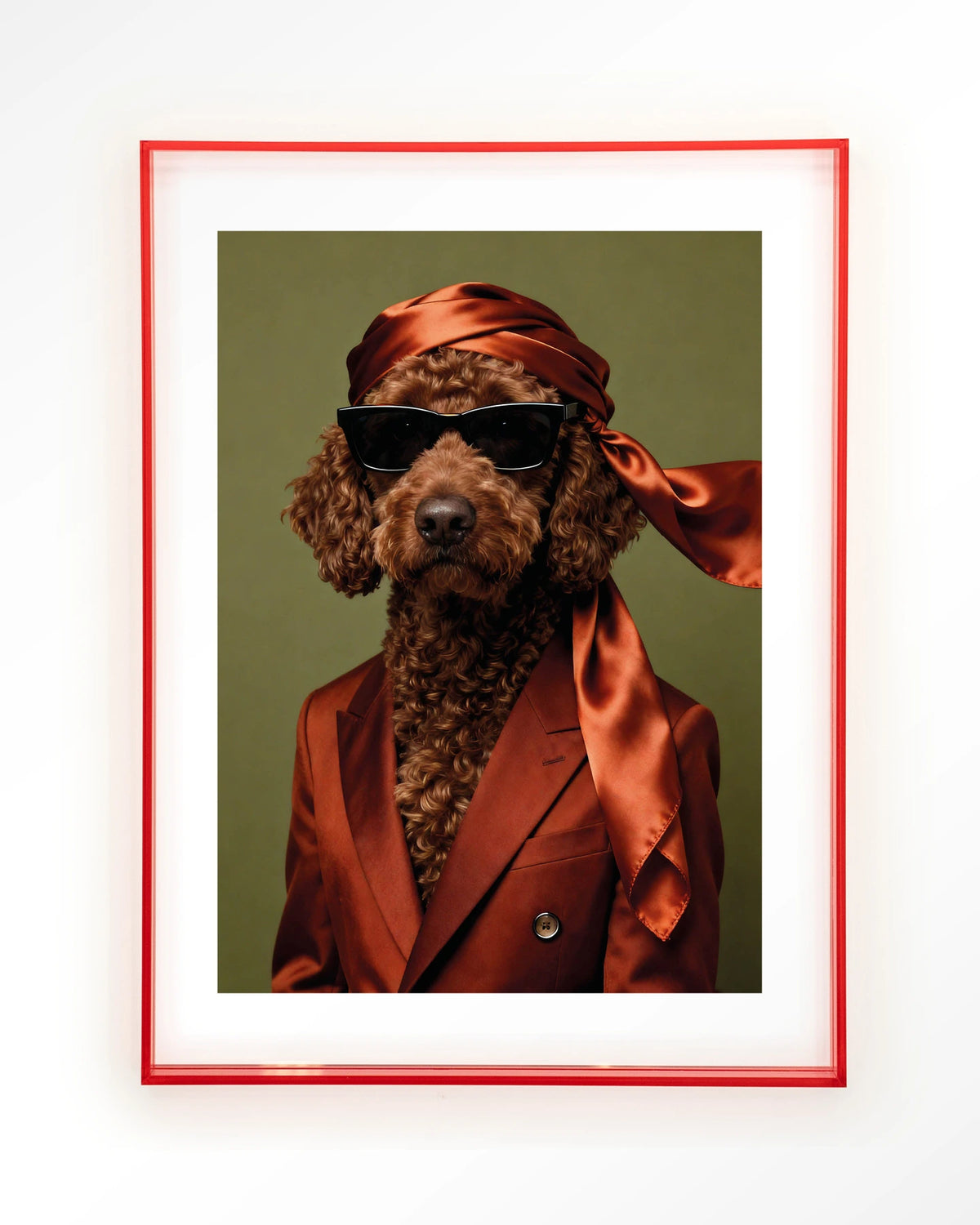 Guus – hond met zonnebril – Art print – Acryl roze