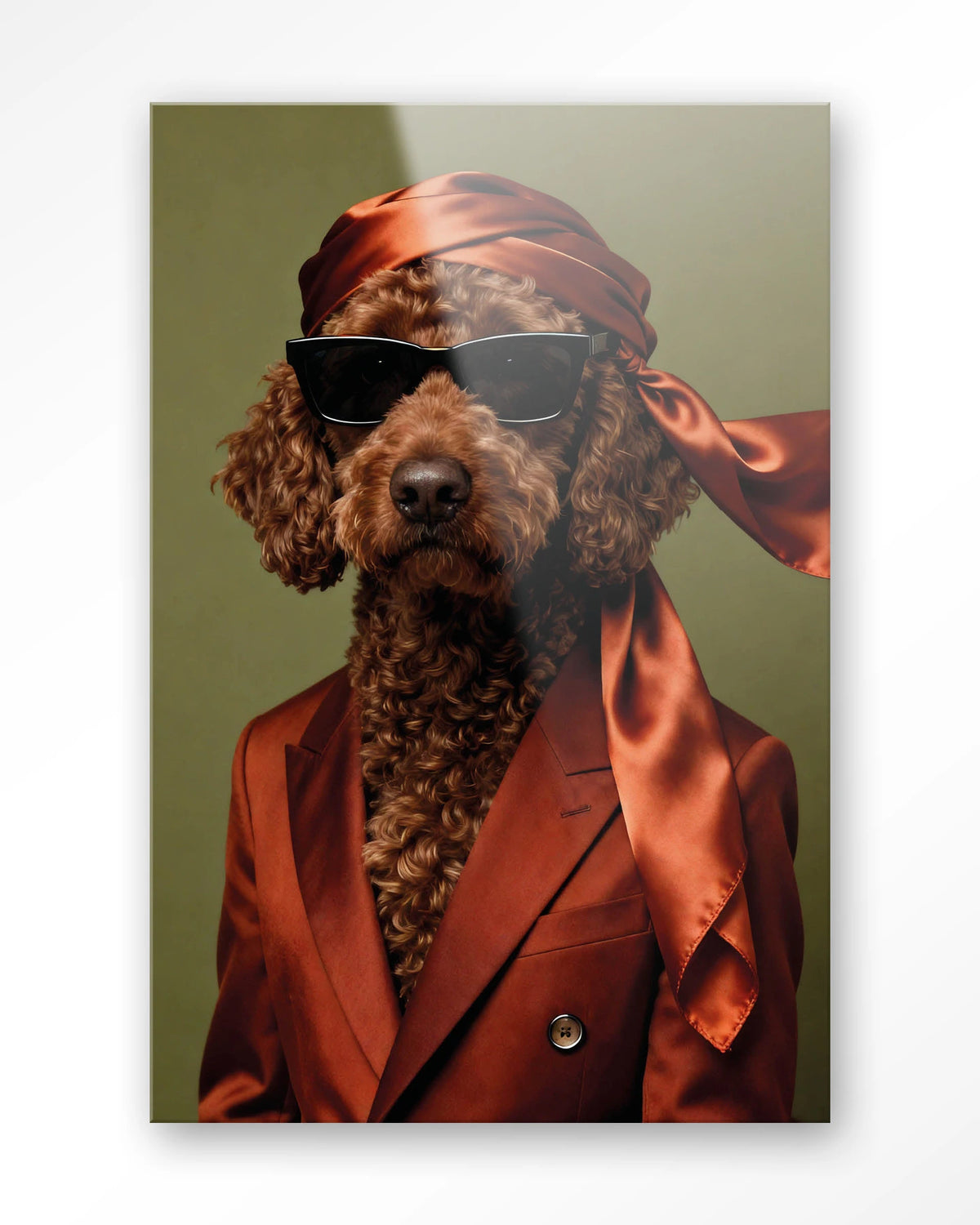 Guus – hond met zonnebril – Glas – Blinde montage