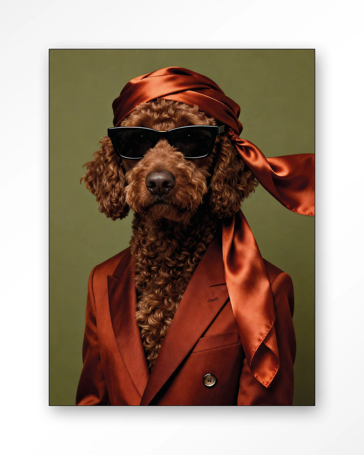 Guus – hond met zonnebril – Wandkleed – Frame – zwart
