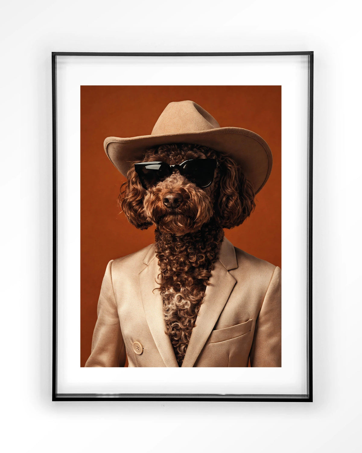 Billy – hond met cowboyhoed – Art print – Acryl zwart