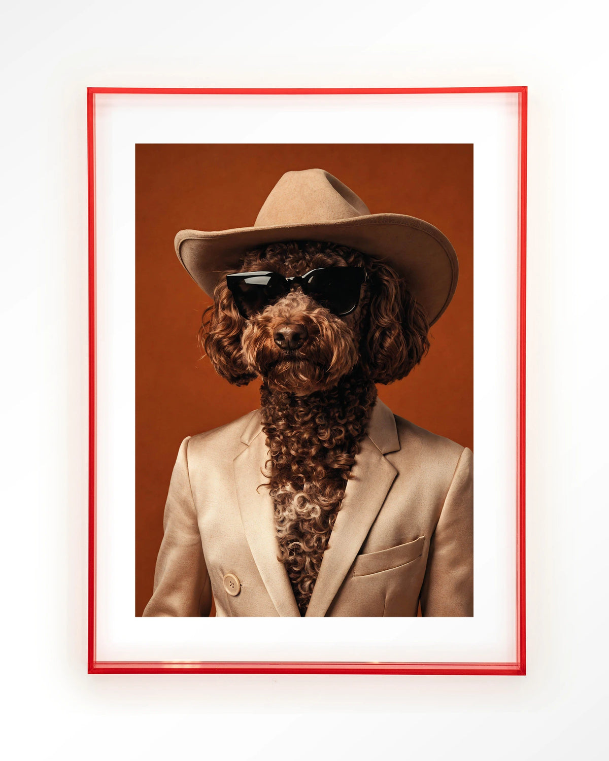 Billy – hond met cowboyhoed – Art print – Acryl roze