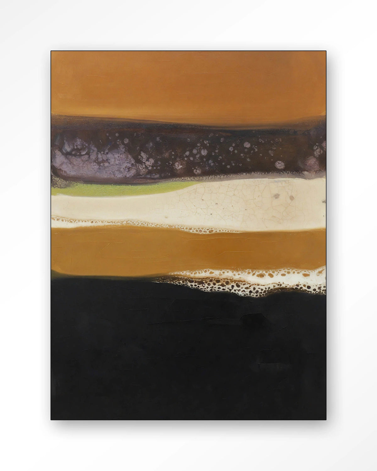 Retro Perspective – abstract in oranje, zwart en paars – Wandkleed – Frame – zwart