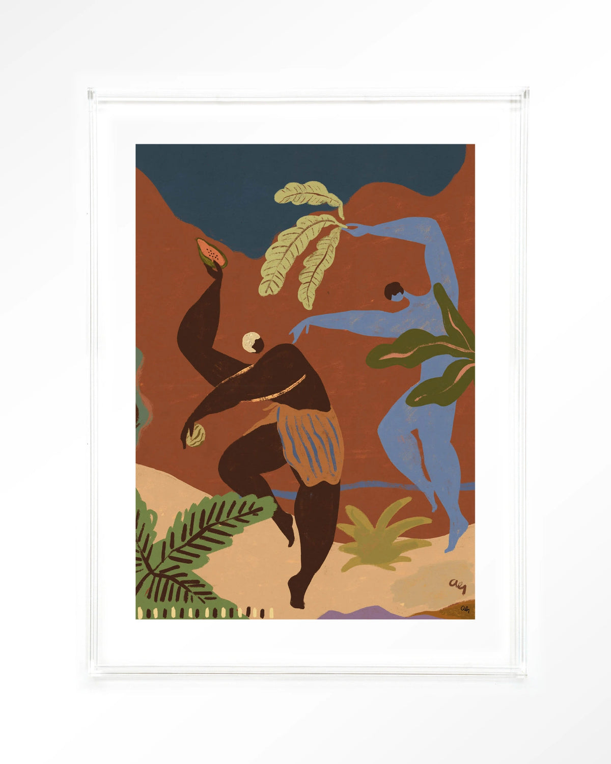 Wild Rhythm – dansende figuren in aardetinten – Art print – Acryl doorzichtig