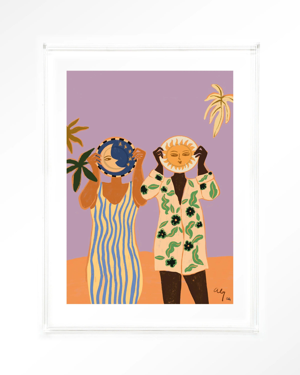 Sun & Moon – zon en maan met twee mensen – Art print – Acryl doorzichtig