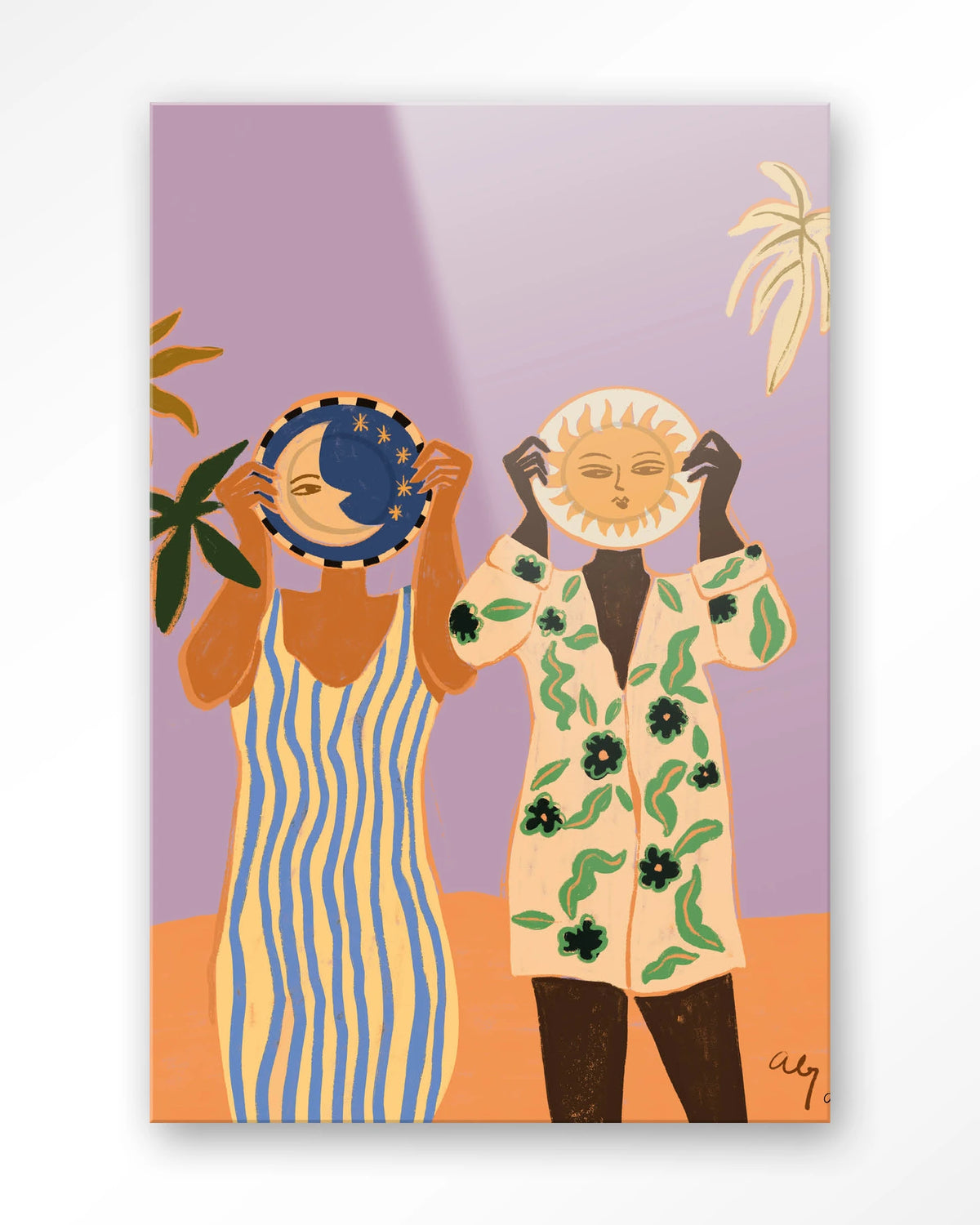 Sun & Moon – zon en maan met twee mensen – Glas – Blinde montage