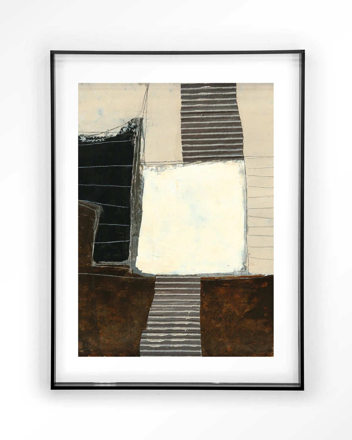 Abstract 8 – abstract in zwart, crème en bruin – Art print – Acryl zwart