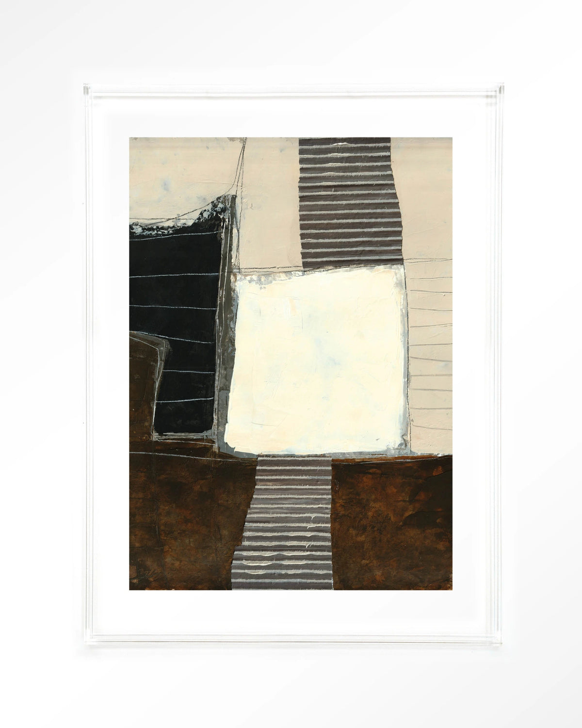 Abstract 8 – abstract in zwart, crème en bruin – Art print – Acryl doorzichtig