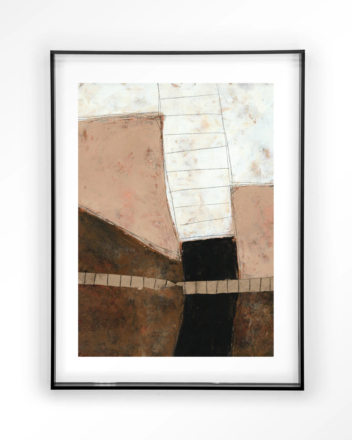 Abstract 9 – abstract in roze en bruin – Art print – Acryl zwart
