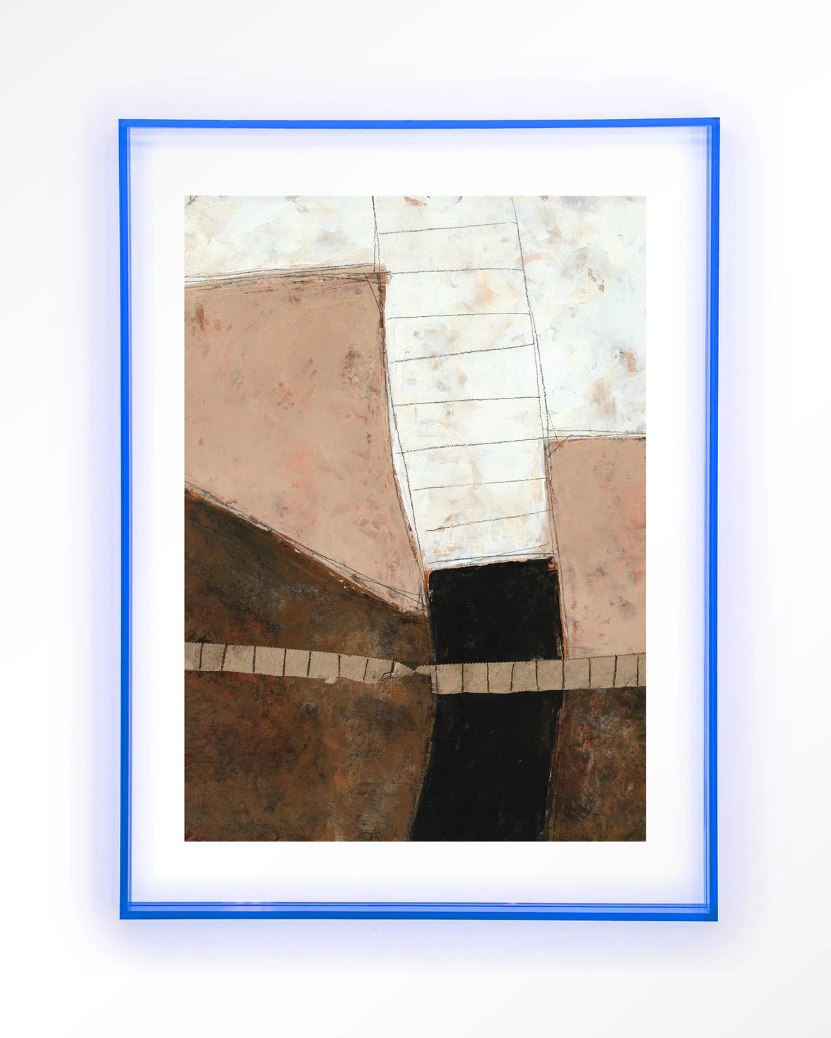Abstract 9 – abstract in roze en bruin – Art print – Acryl lichtblauw