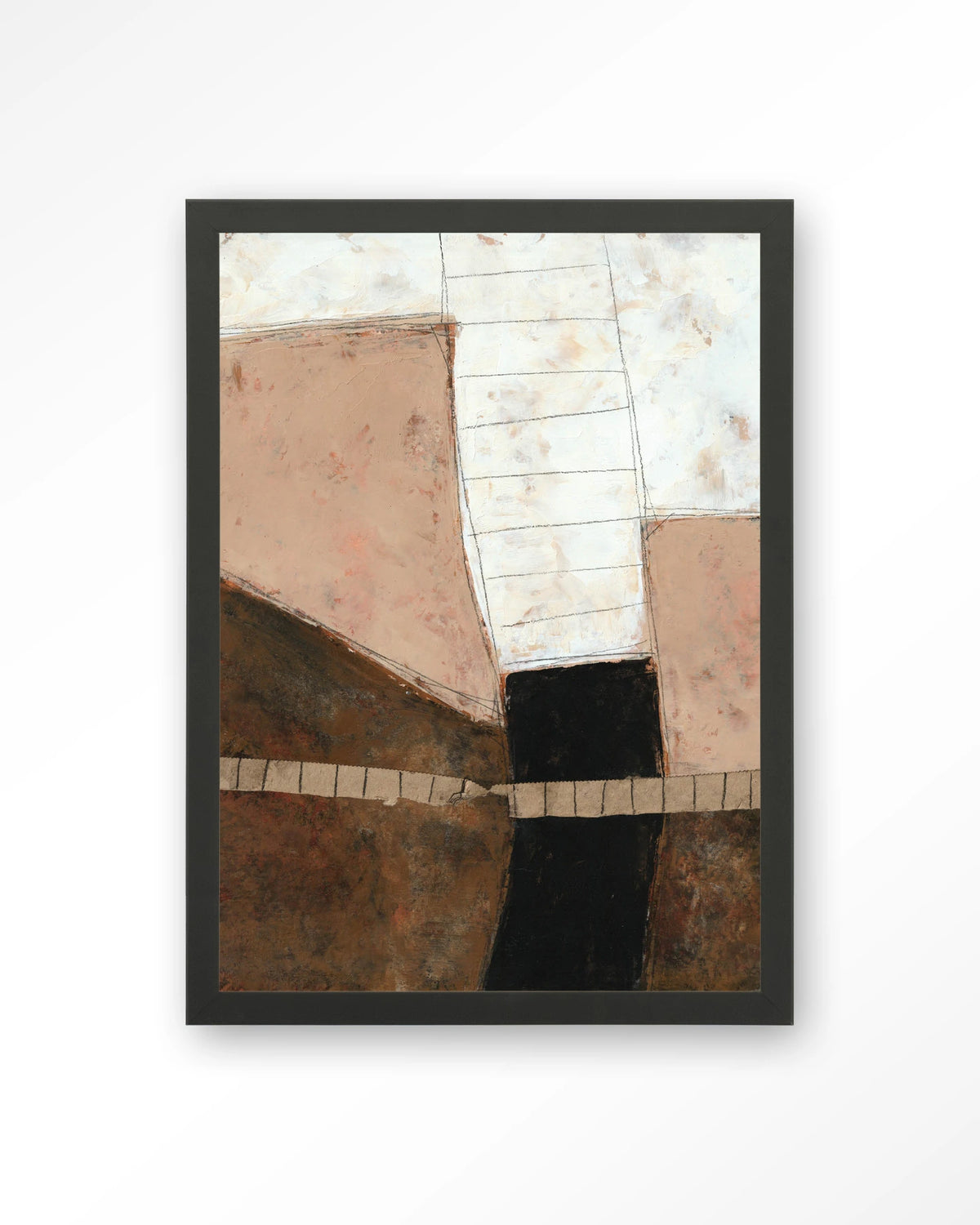 Abstract 9 – abstract in roze en bruin – Art print – Hout zwart