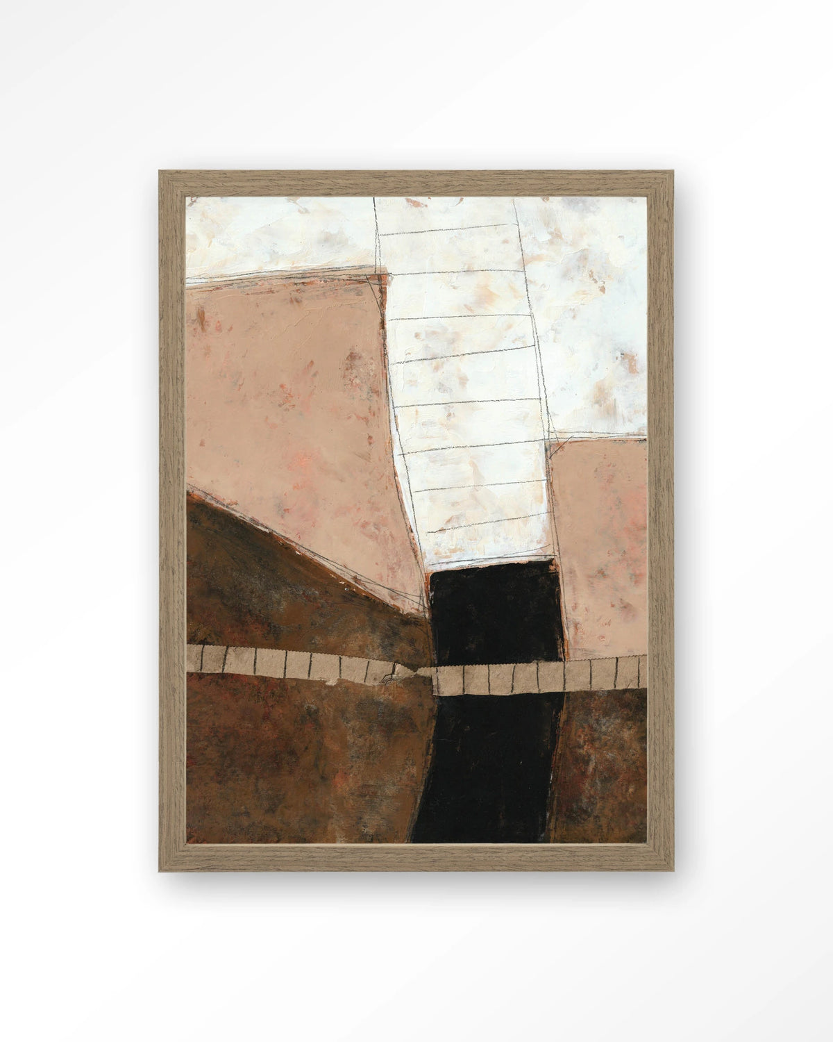 Abstract 9 – abstract in roze en bruin – Art print – Hout bruin