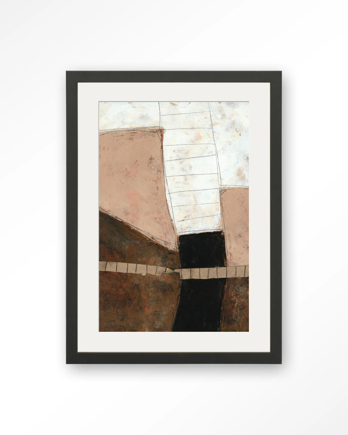 Abstract 9 – abstract in roze en bruin – Art print – Hout zwart + passe-partout