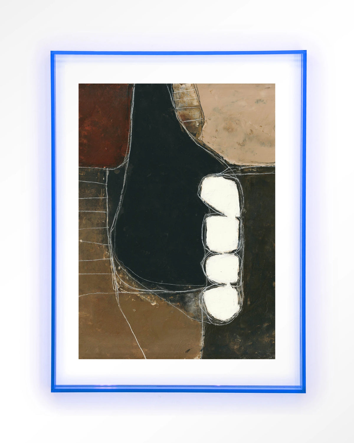 Abstract 10 – abstract in zwart en bruin – Art print – Acryl lichtblauw