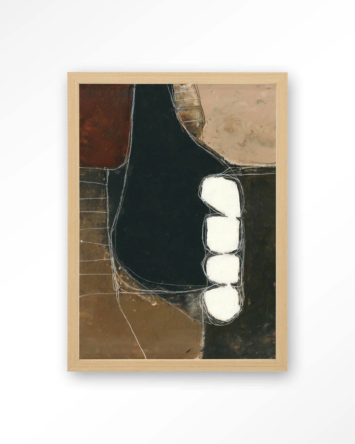 Abstract 10 – abstract in zwart en bruin – Art print – Hout naturel