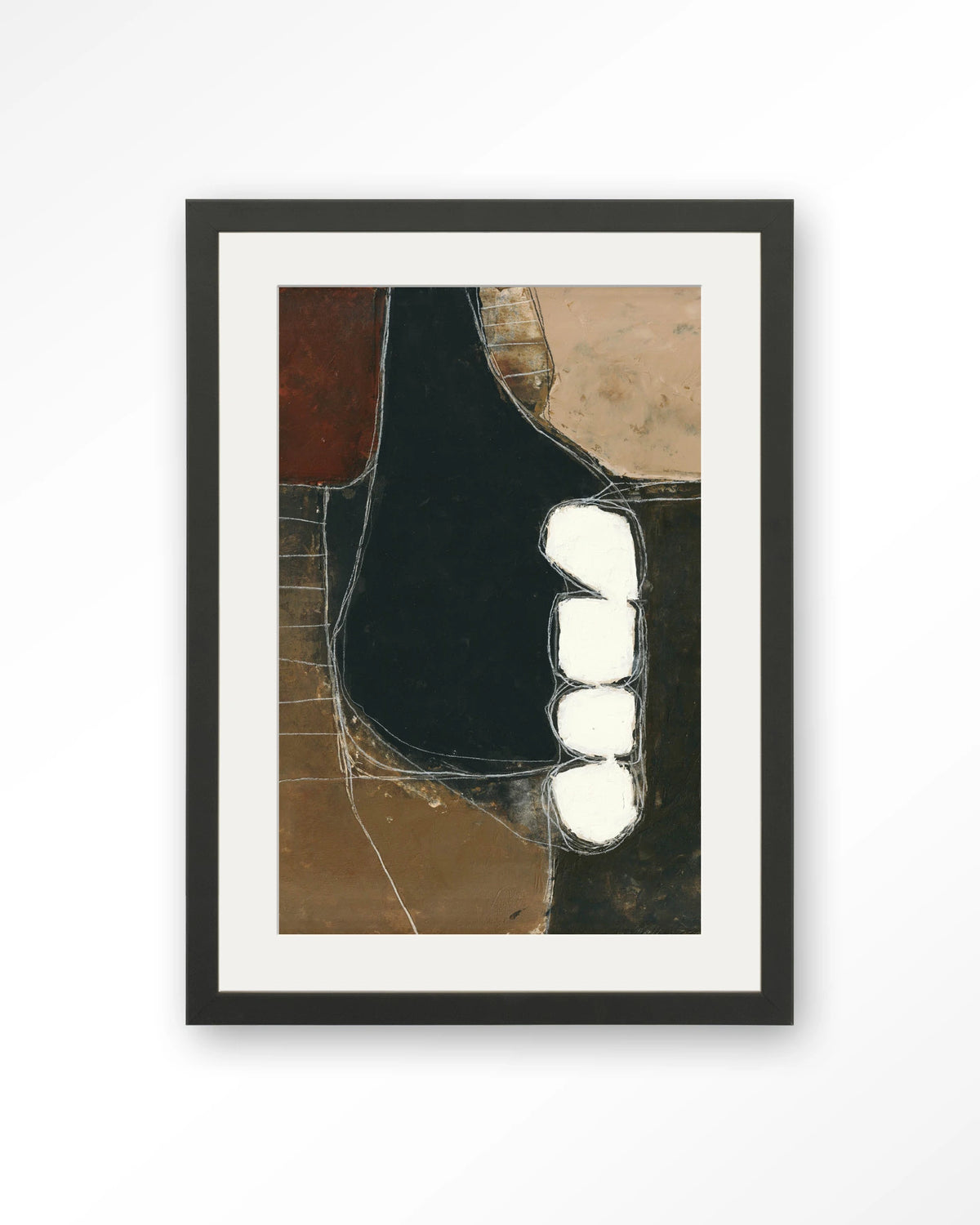 Abstract 10 – abstract in zwart en bruin – Art print – Hout zwart + passe-partout