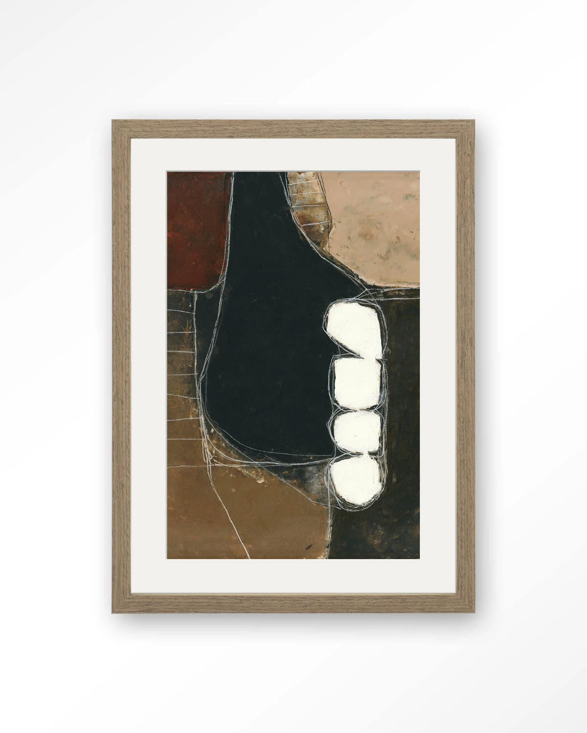 Abstract 10 – abstract in zwart en bruin – Art print – Hout bruin + passe-partout
