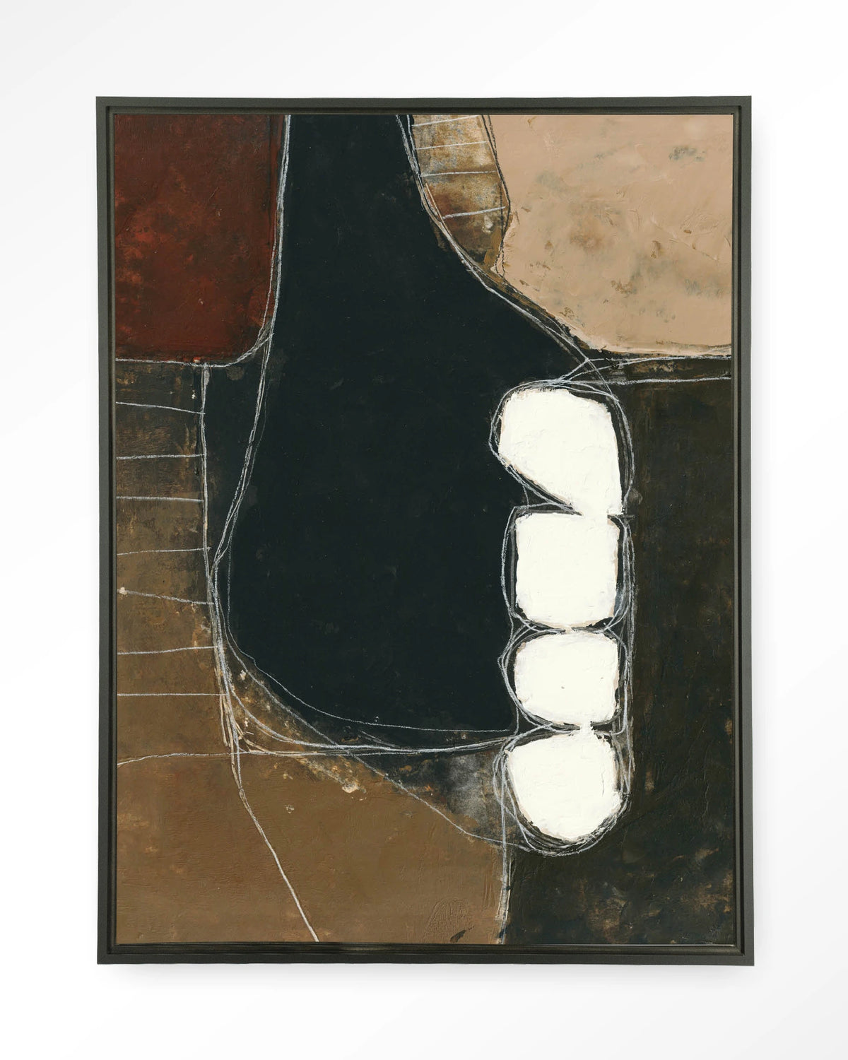 Abstract 10 – abstract in zwart en bruin – Wandkleed – Floating frame – zwart