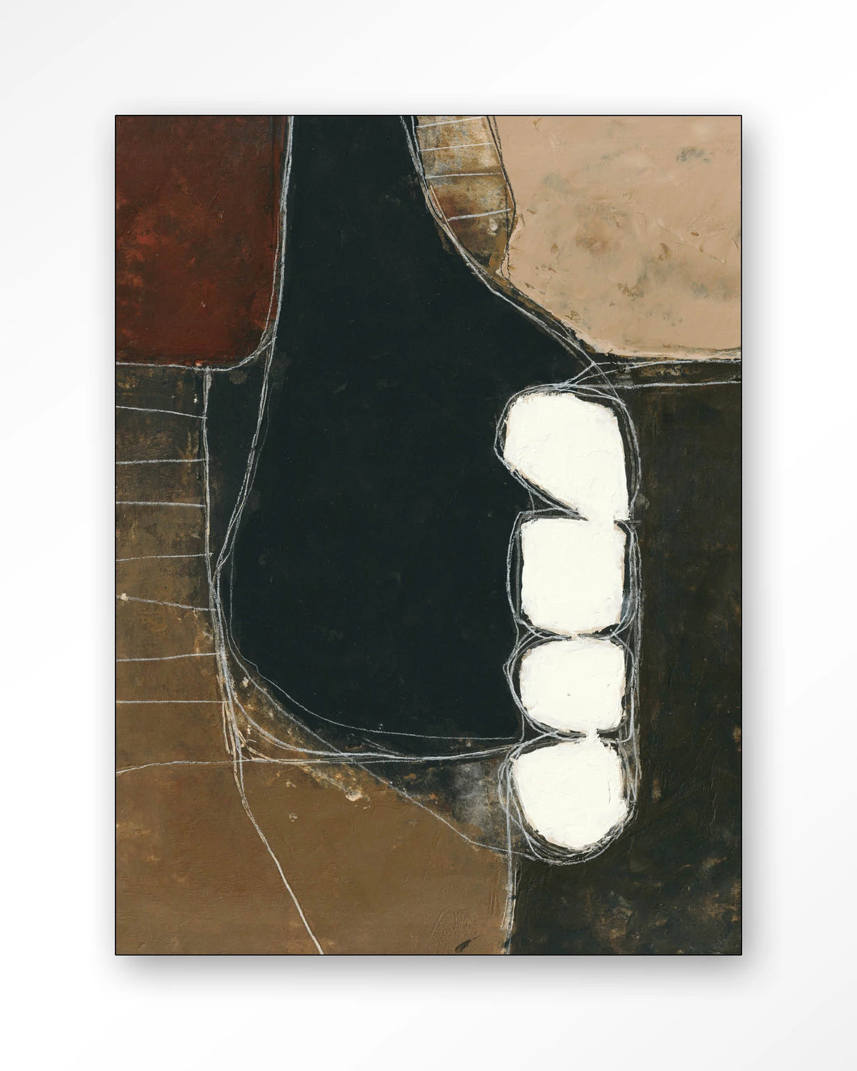 Abstract 10 – abstract in zwart en bruin – Wandkleed – Frame – zwart